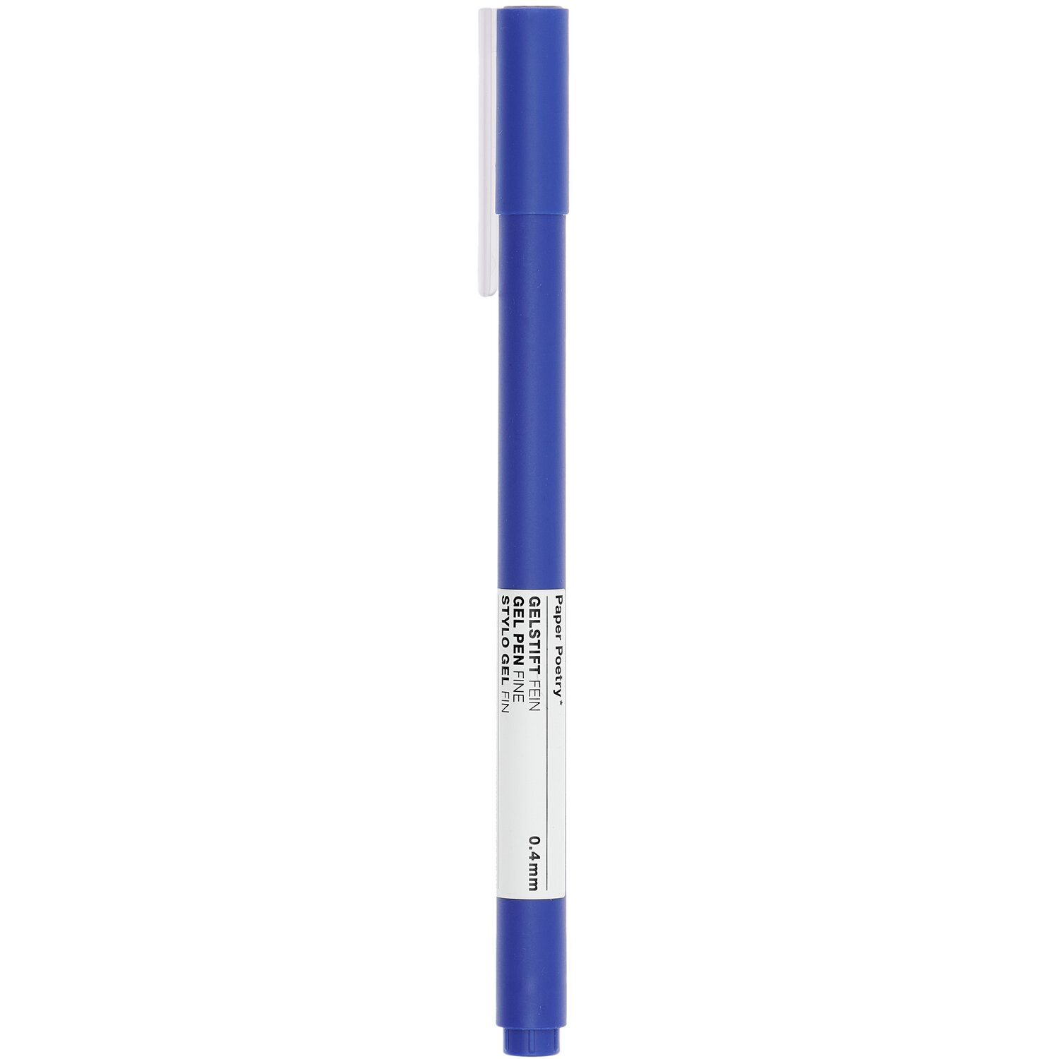 Paper Poetry Gelstift fein 0,4mm in Blau von Rico Design, ideal für präzises Schreiben.
