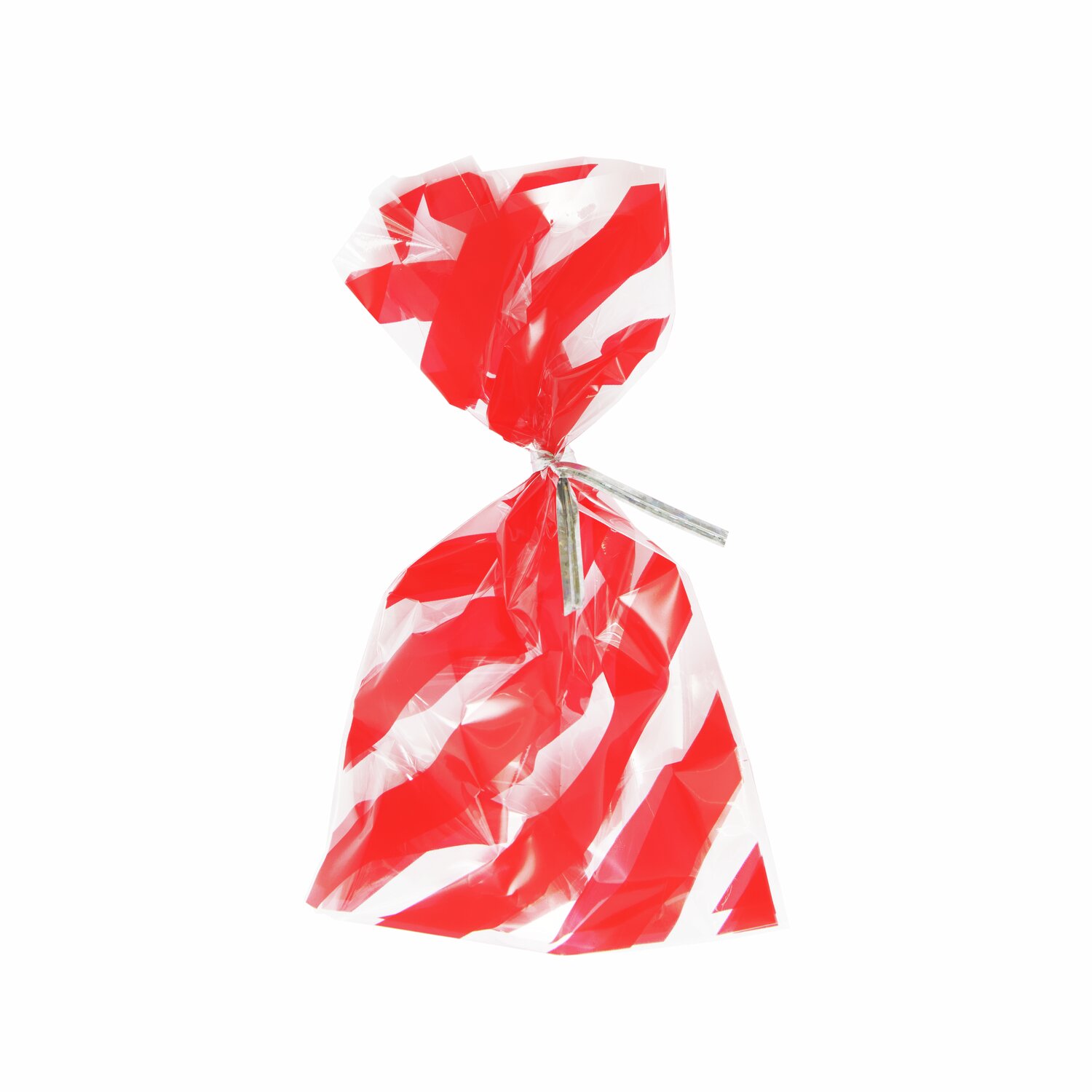 Kekstüten Rote Streifen, 10 Stück: Transparente Tüten mit roten Streifen, ideal für Geschenke.