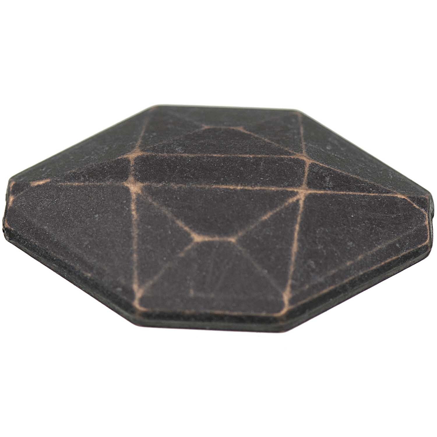 Acrylscheibe oval-eckig von Rico Design in Schwarz, 36x26mm, 3 Stück. Geometrisches Muster auf der Oberfläche.