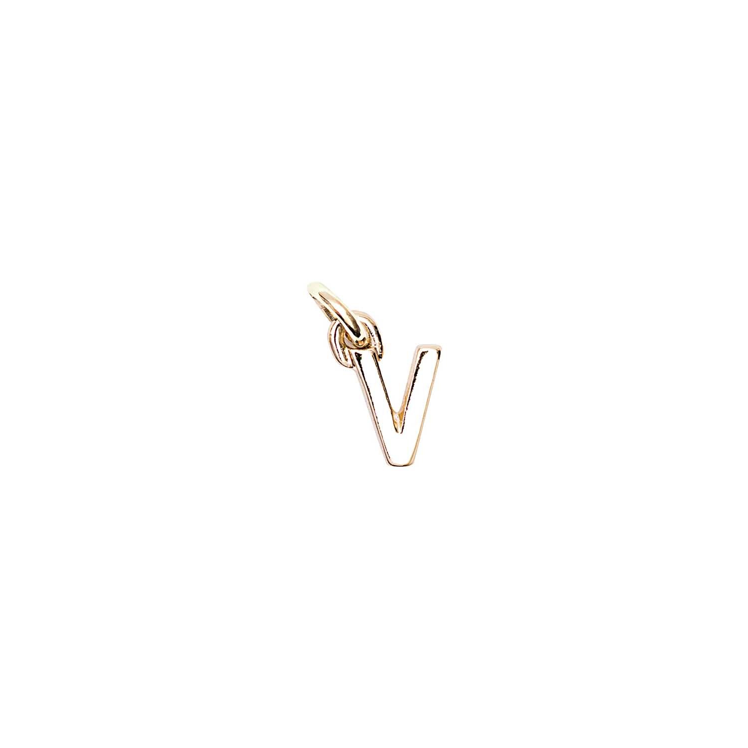 Anhänger Buchstabe V gold: Eleganter goldener Buchstabenanhänger von Rico Design, ideal für Ketten.