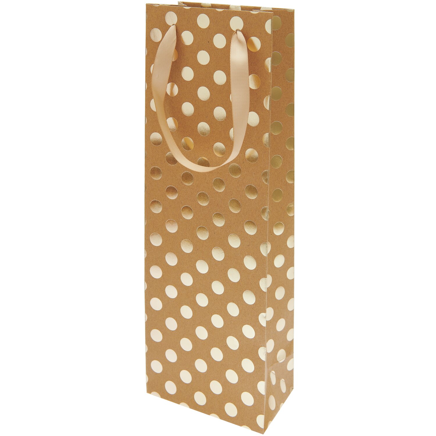 Paper Poetry Flaschentüte mit goldenen Punkten, ideal für Geschenke, 12x36,5x8cm.