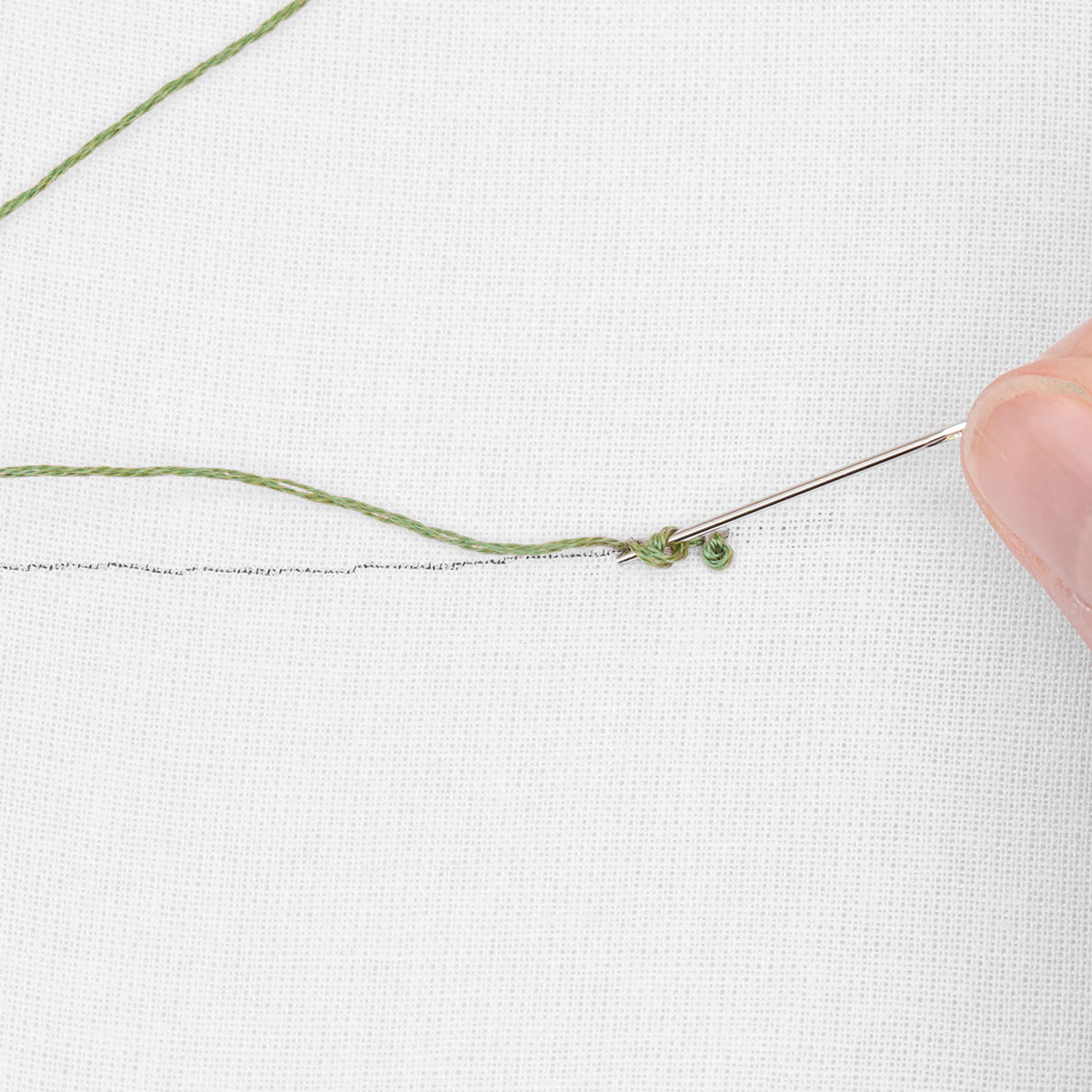 Schritt 8 in der Stickanleitung für einen Korallenstich