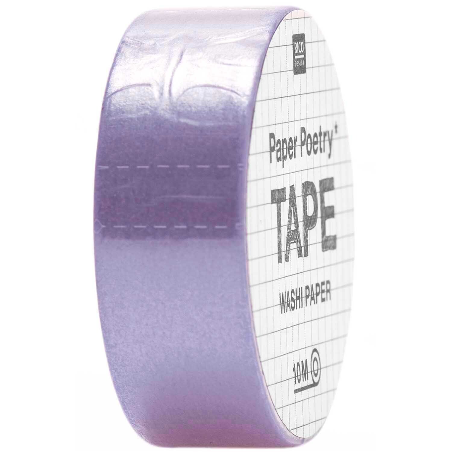 Paper Poetry Tape uni 15mm 10m, lila, von Rico Design, aufrecht stehend, zeigt die Textur und Farbe.