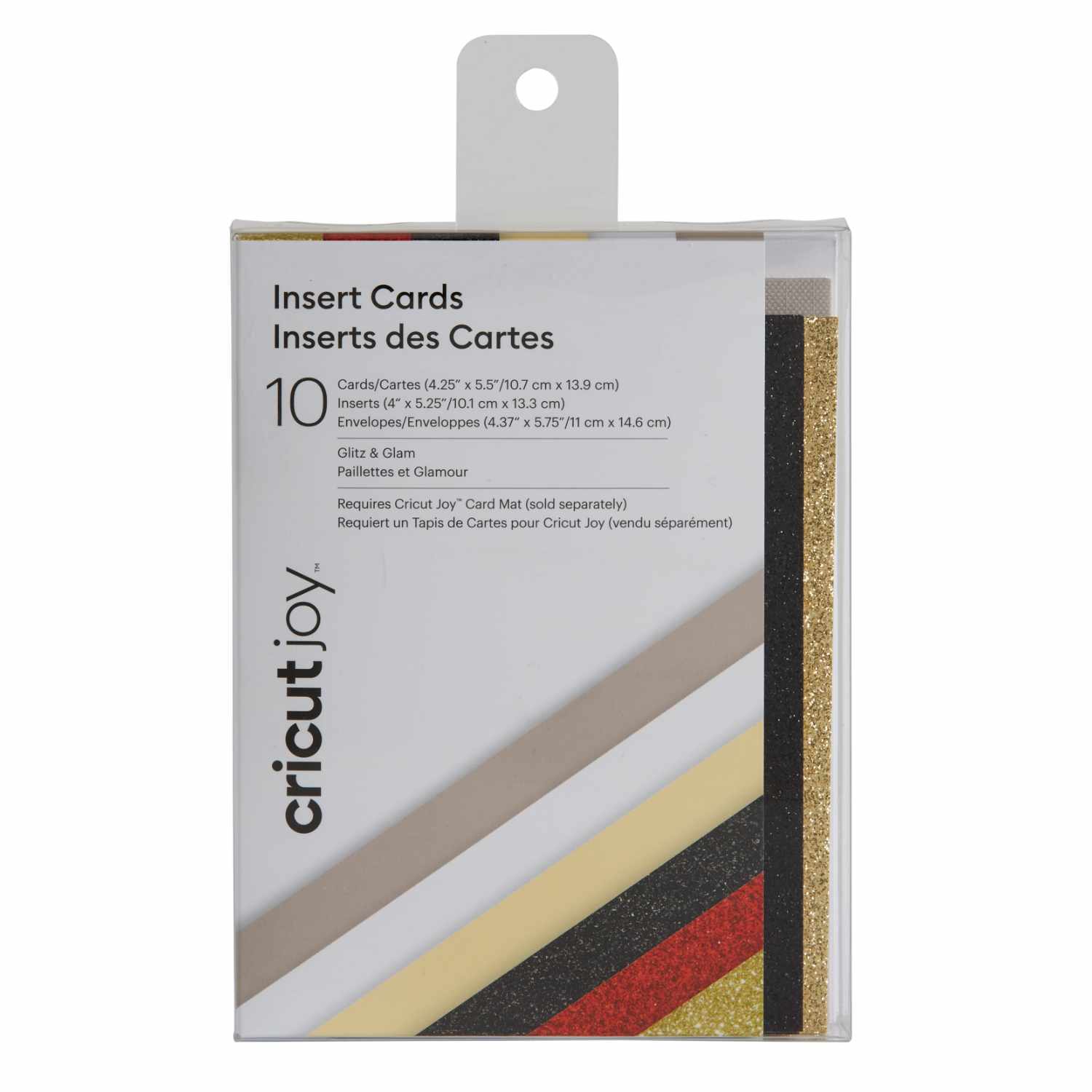 Joy Insert Card Kartenset Glitz & Glam mit 10 Karten in verschiedenen Farben, ideal für kreative Projekte.
