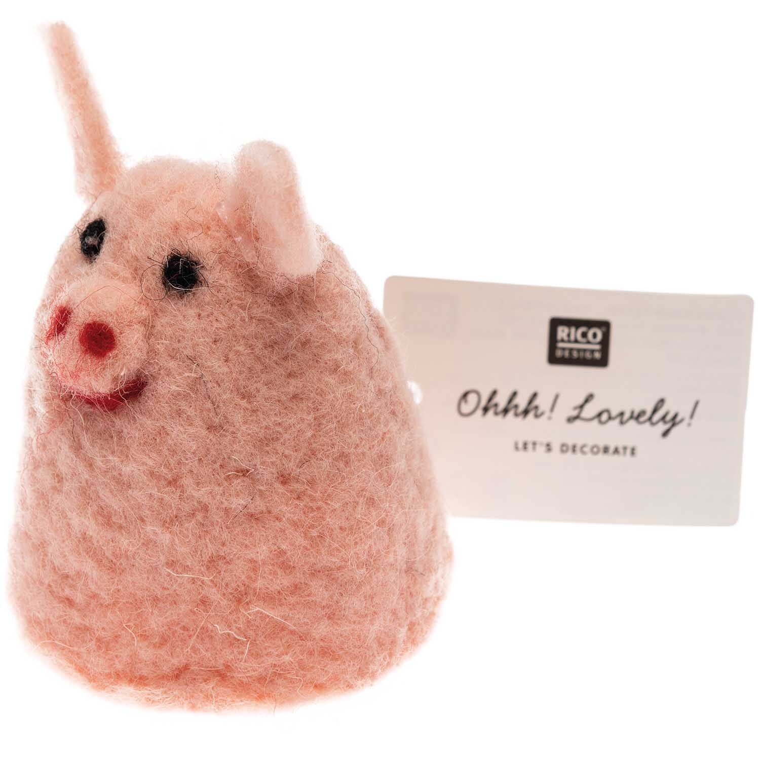 Eierwärmer Ferkel handgefilzt 9cm von Rico Design