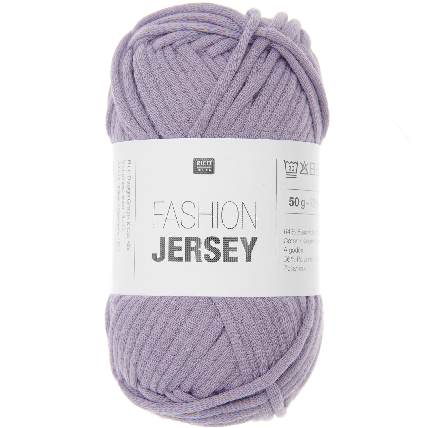Fashion Jersey, Lavendel: Weiches Häkelgarn von Rico Design, 50g, 72m, ideal für kreative Projekte.