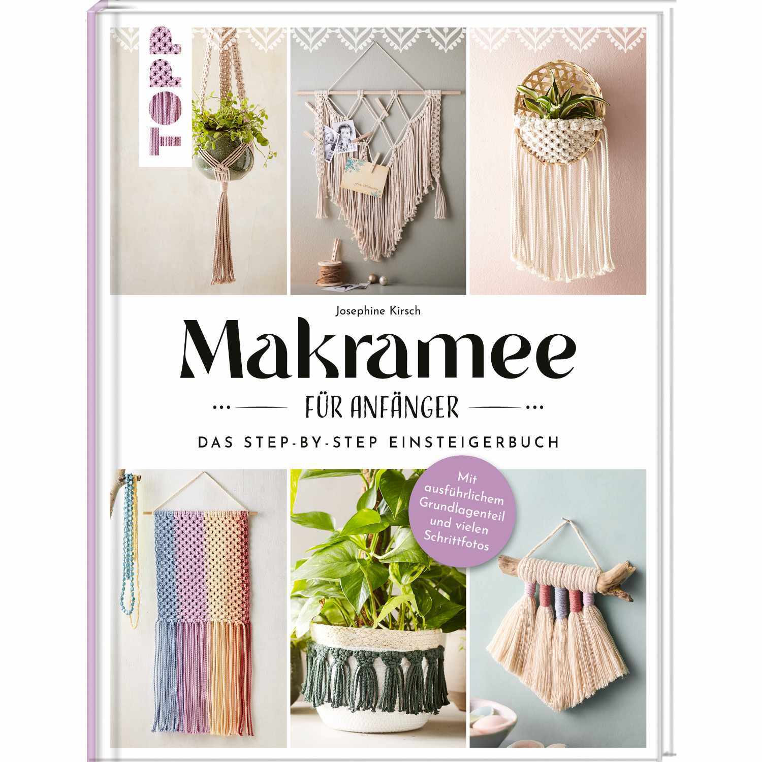 Makramee für Anfänger - Einsteigerbuch mit Anleitungen und Bildern von Makramee-Projekten.