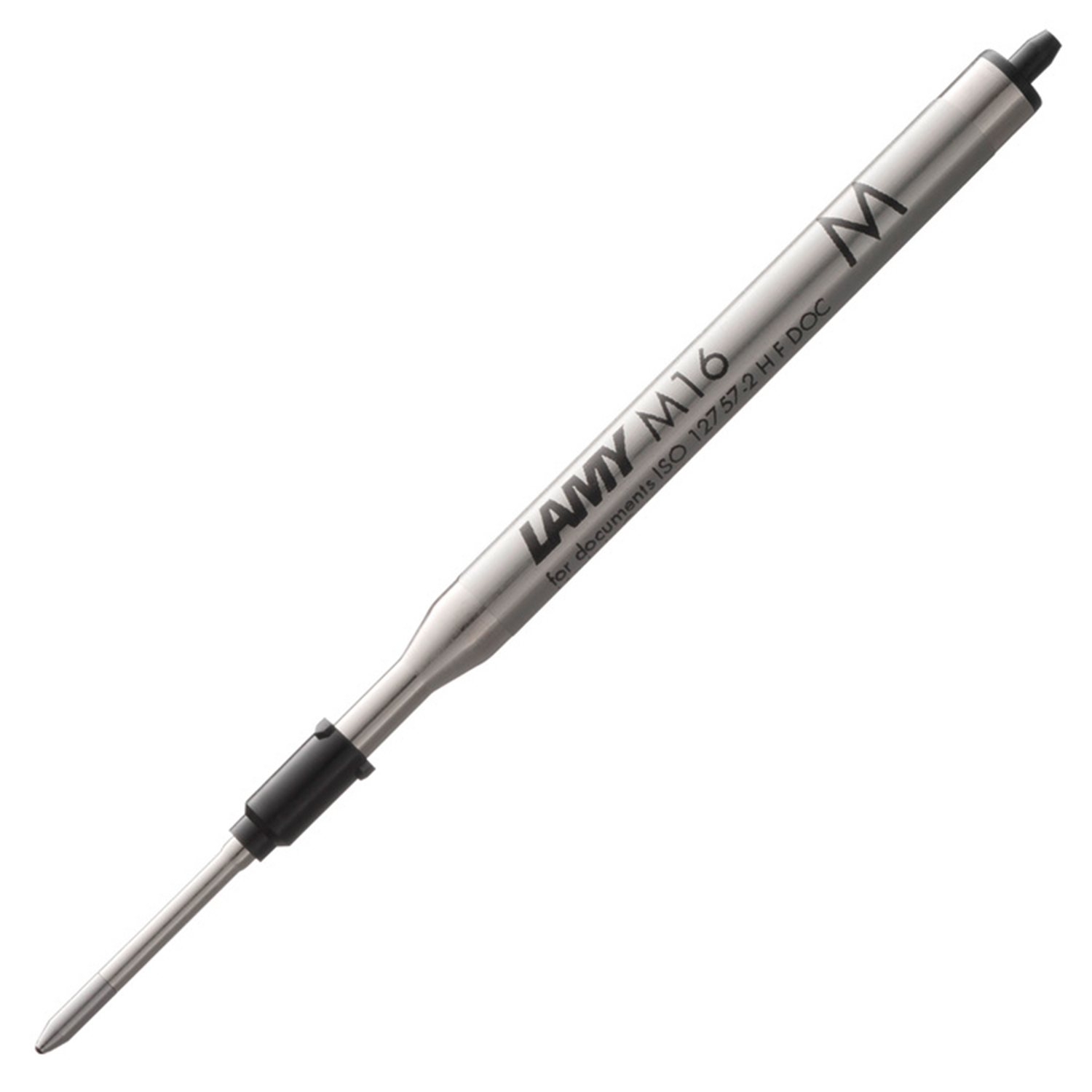 Kugelschreibermine von Lamy in Schwarz, abgebildet auf weißem Hintergrund, zeigt schlankes Design.