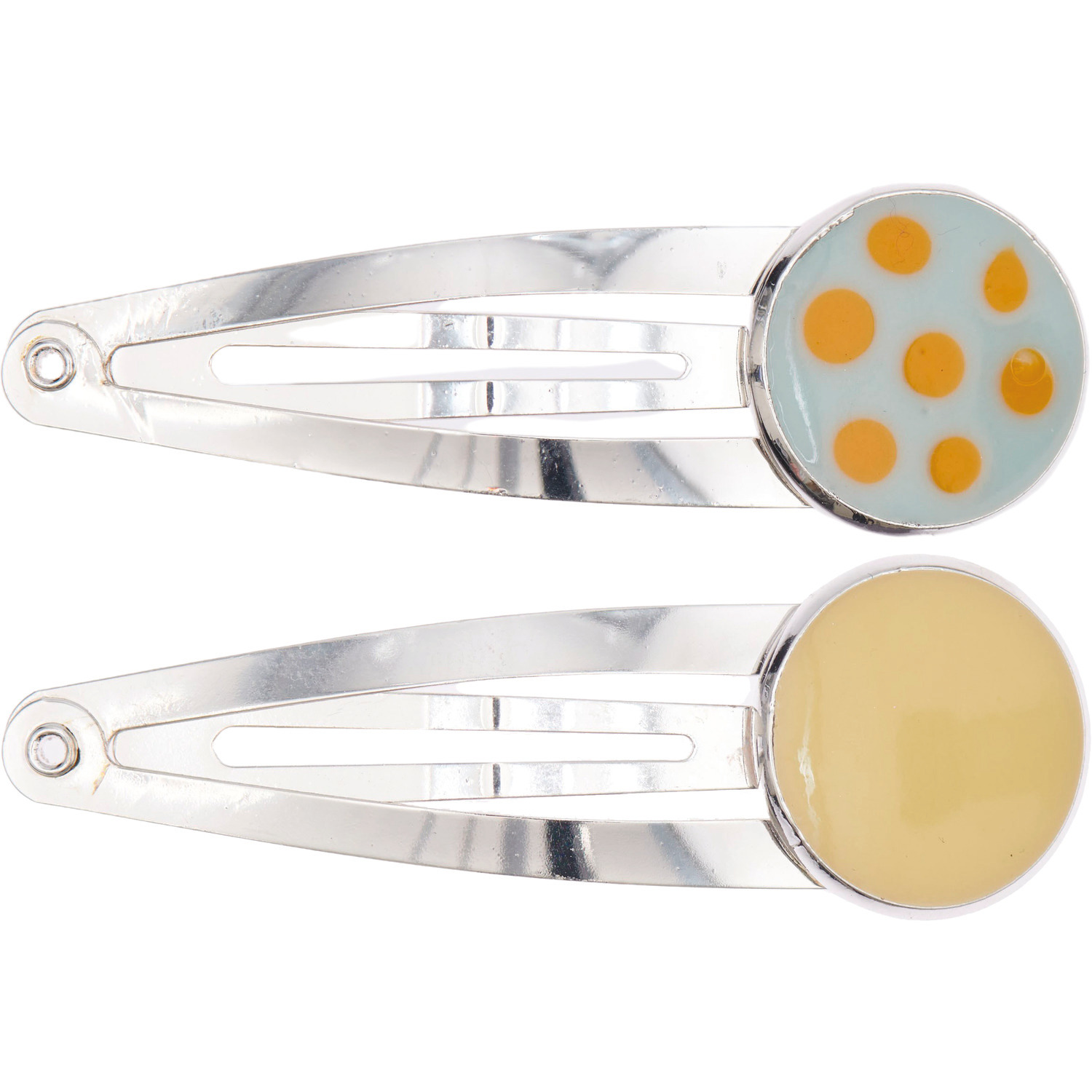 UV Resin Haarclips mit runder Klebefläche von Rico Design in Jade und Senf, 5,5 cm, 3 Stück.