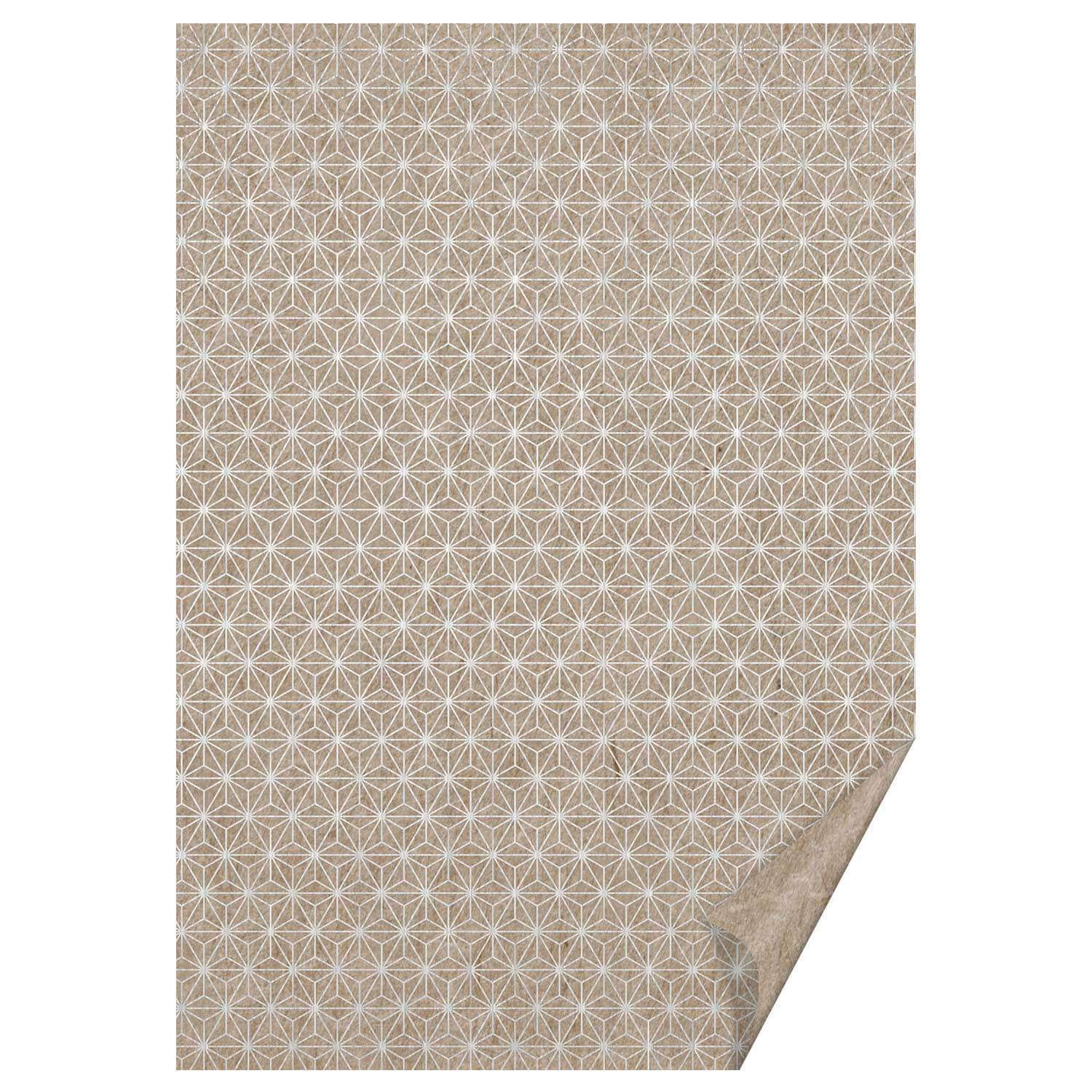 Naturkarton mit Sternlinienmuster in 50x70cm, 220g/m². Elegantes Design in Silber von HEYDA. Ideal für kreative Projekte.