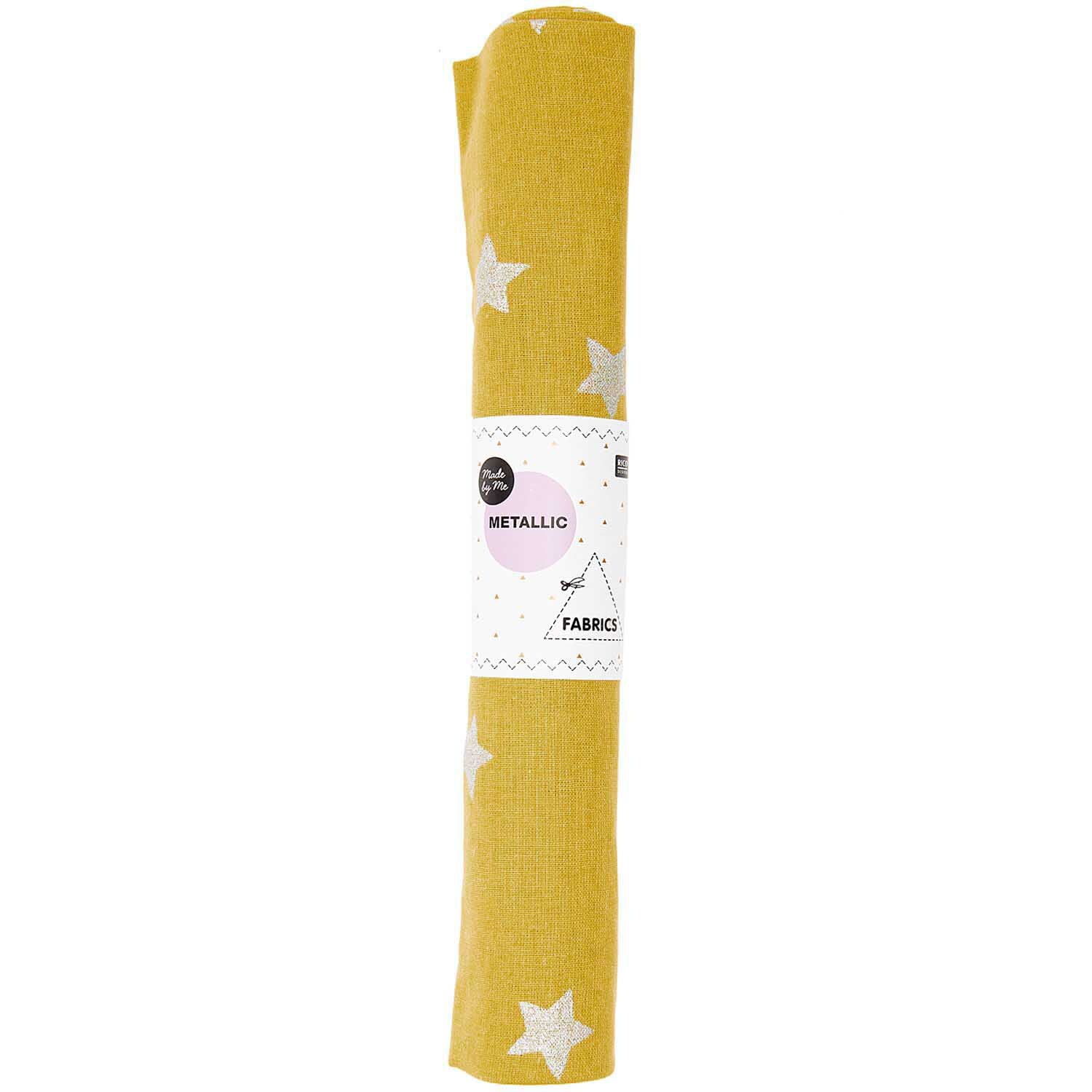 Druckstoff Nostalgic Christmas Sterne senf-metallic 50x140cm von Rico Design