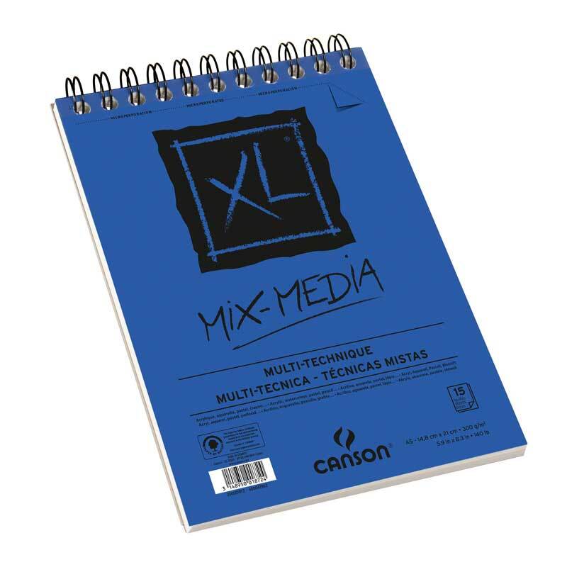 Spiralblock in Blau von Canson, XL Mix Media A4, 30 Blatt. Der Block hat eine Spiralbindung und ist ideal für verschiedene Techniken. Perfekt für Künstler und Kreative.