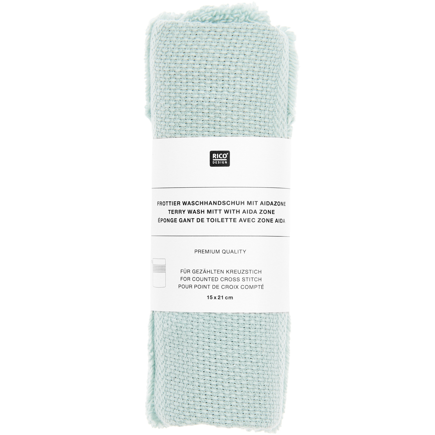 Waschhandschuh 15x21cm, GOTS Farbe Mint von Rico Design