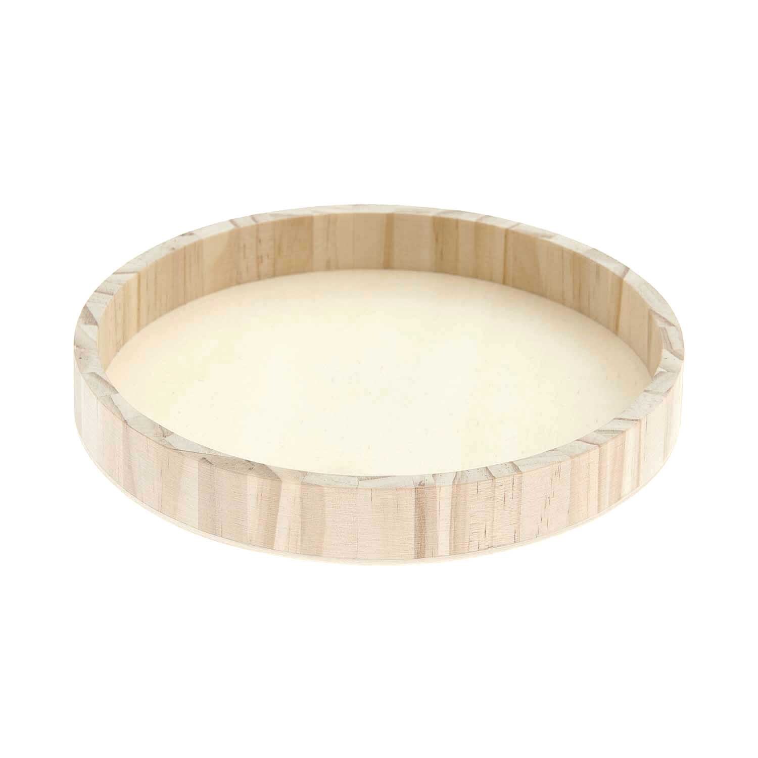 Holztablett natur von Rico Design: Rundes Tablett aus hellem Holz, ideal für Dekorationen.