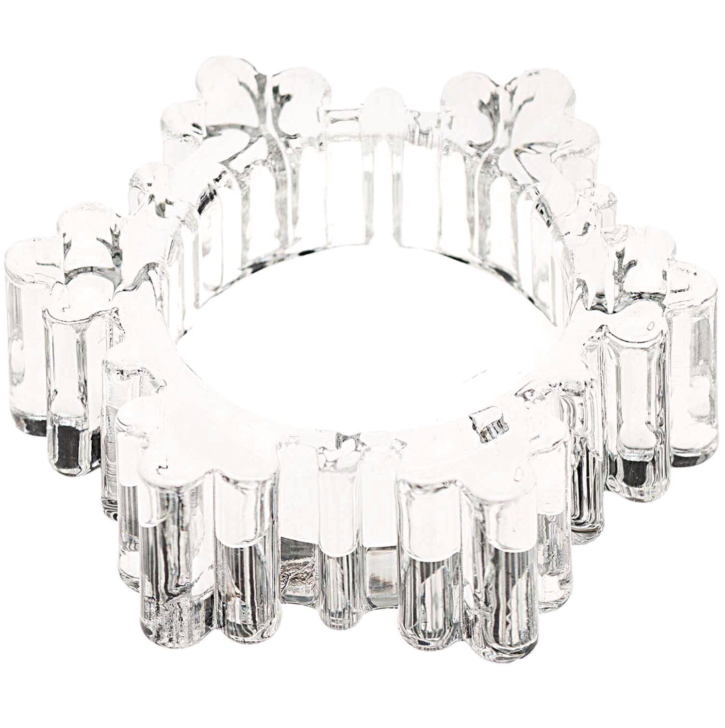 Teelichthalter Schneeflocke Glas 7,3x2,2x7,3cm, transparent, von Rico Design, elegant und dekorativ.