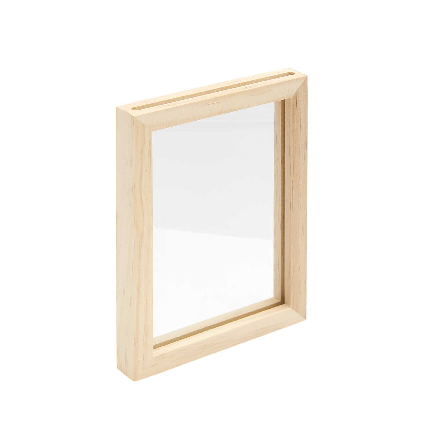 Holzrahmen mit Glaseinsatz von Rico Design, ideal für Fotos, in natürlichem Holzton.