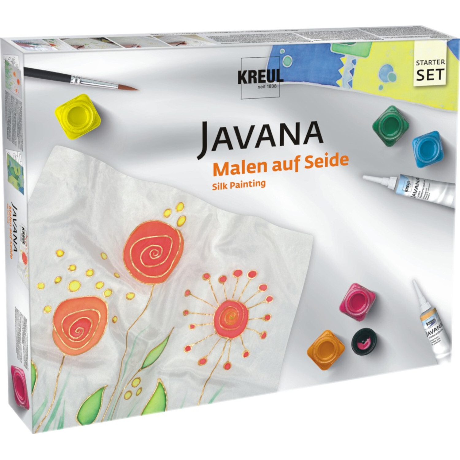 Javana Malen auf Seide Starterset: KREUL Set mit Farben und Zubehör für Seidenmalerei. Ideal für kreative Projekte.