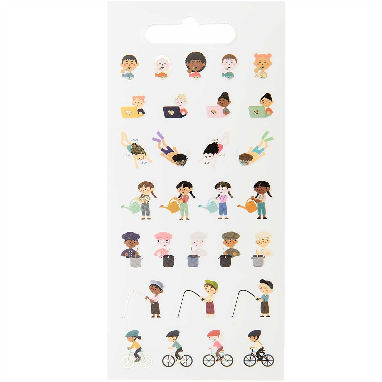 Paper Poetry Stickerbuch Activity 10 Blatt zeigt bunte Sticker mit spielenden Kindern und Tieren. Ideal für kreative Bastelprojekte. Marke: Rico Design.