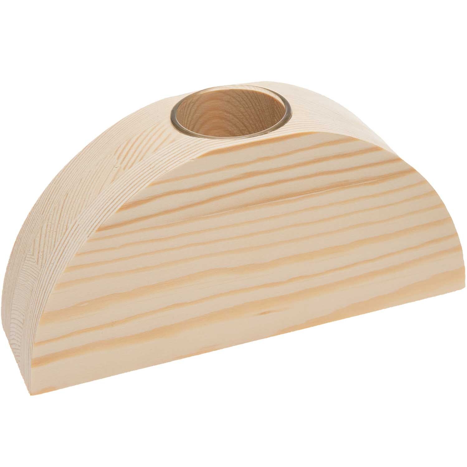 Holz-Regenbogen mit großer Glasvase von Rico Design, zeigt eine halbkreisförmige Holzstruktur.