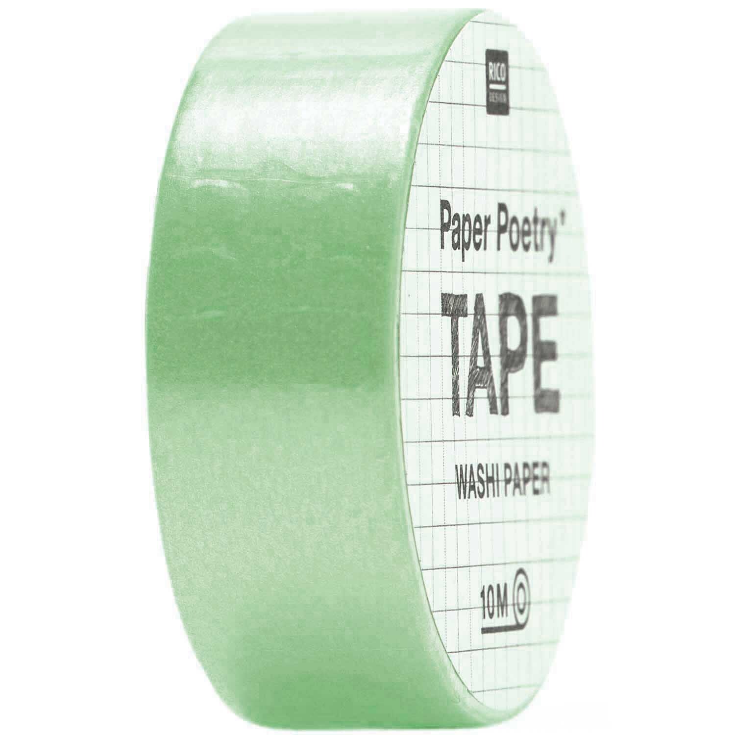 Paper Poetry Tape uni 15mm 10m in Mint von Rico Design, ideal für kreative Bastelprojekte.