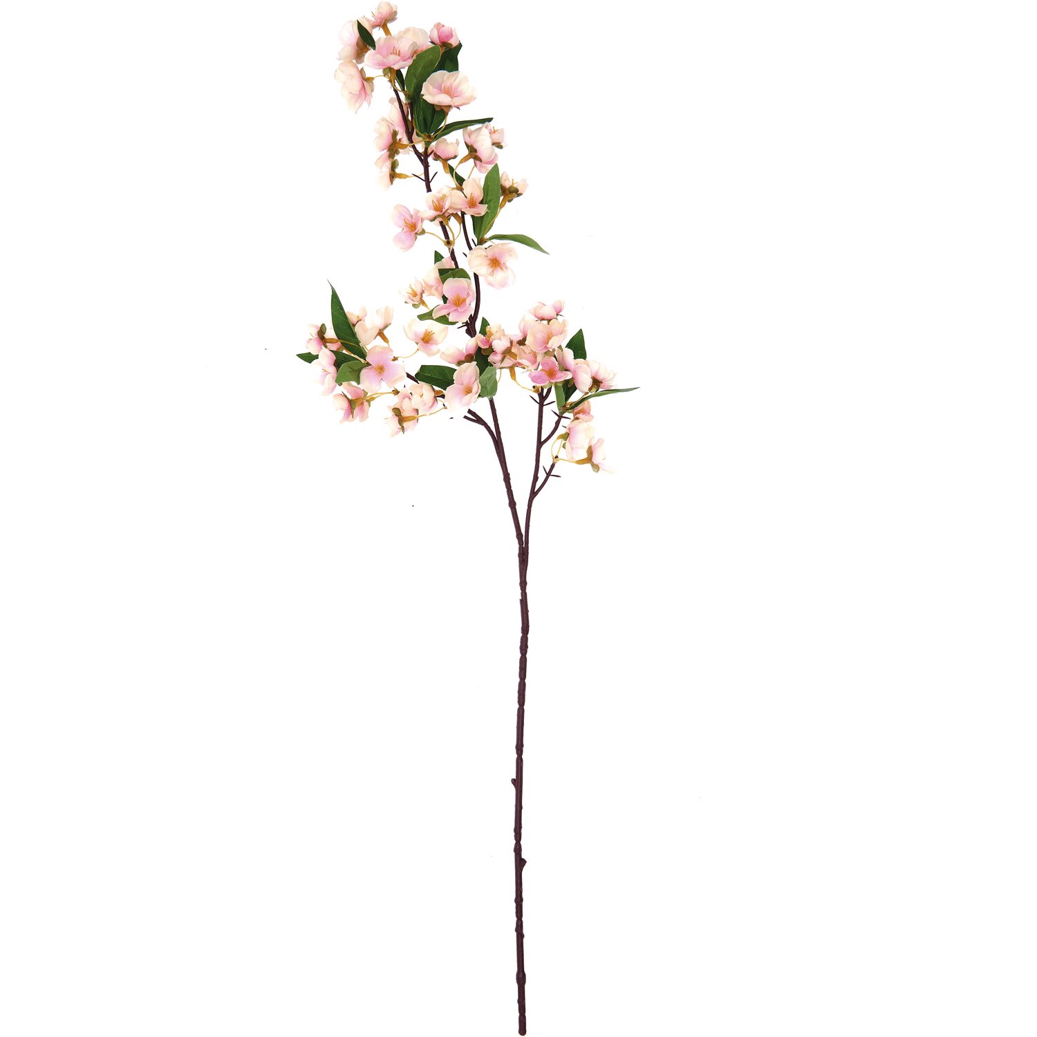 Kirschblütenzweig Rosa-Weiß 74cm mit zarten Blüten und grünen Blättern, ideal für Dekorationen.