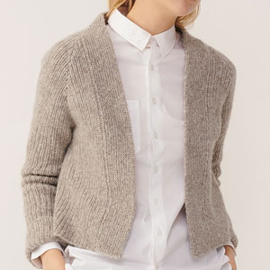 Beige kurze Strickjacke für Damen