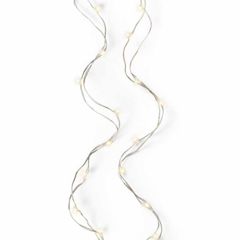LED Micro Strang batteriebetrieben warmweiß 495cm von Kaemingk, zeigt eine elegante, flexible Lichterkette mit warmem Licht, ideal für Dekorationen.