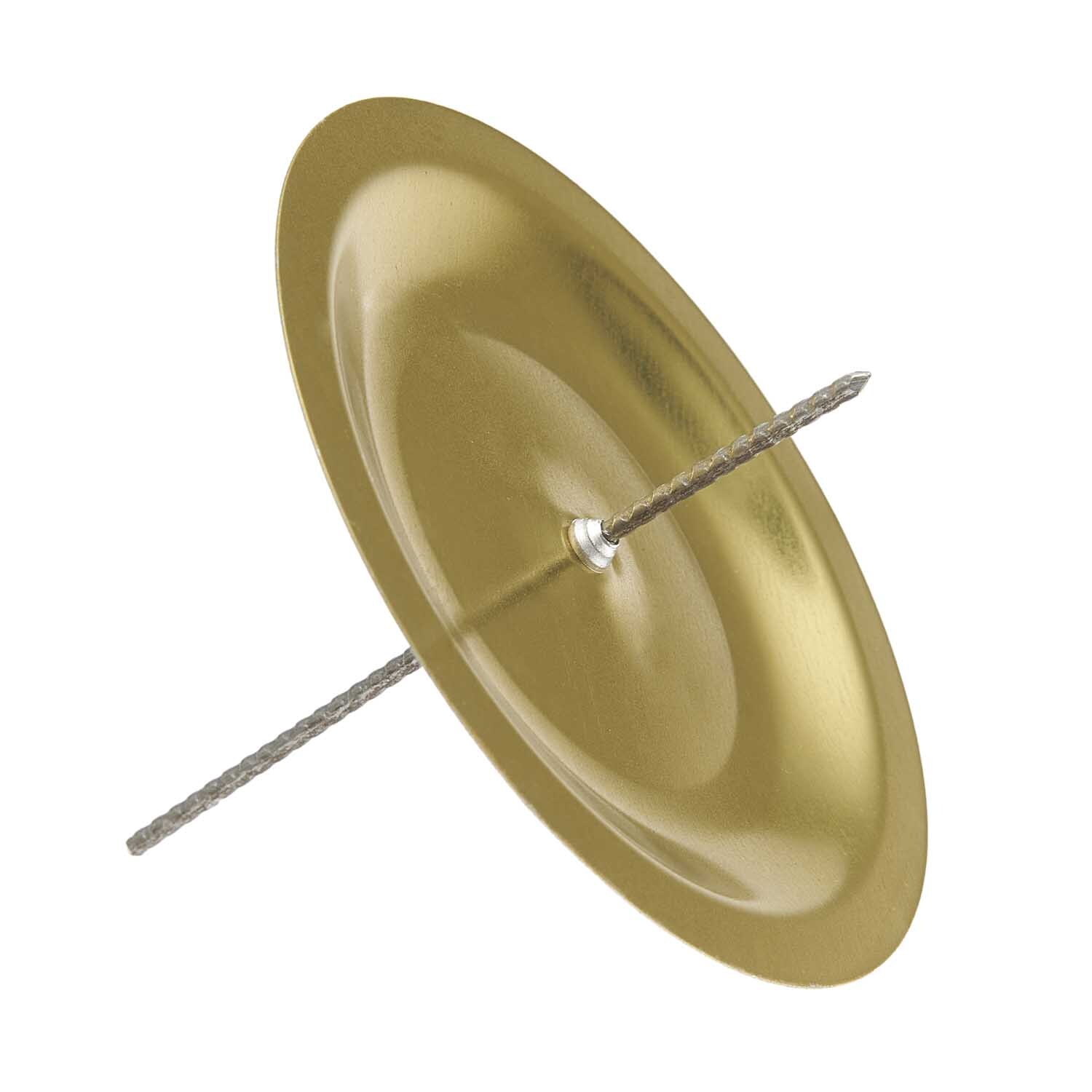 Adventskranzstecker gold 7cm 4 Stück: Goldener Metallstecker mit Stab, ideal für Adventskränze.