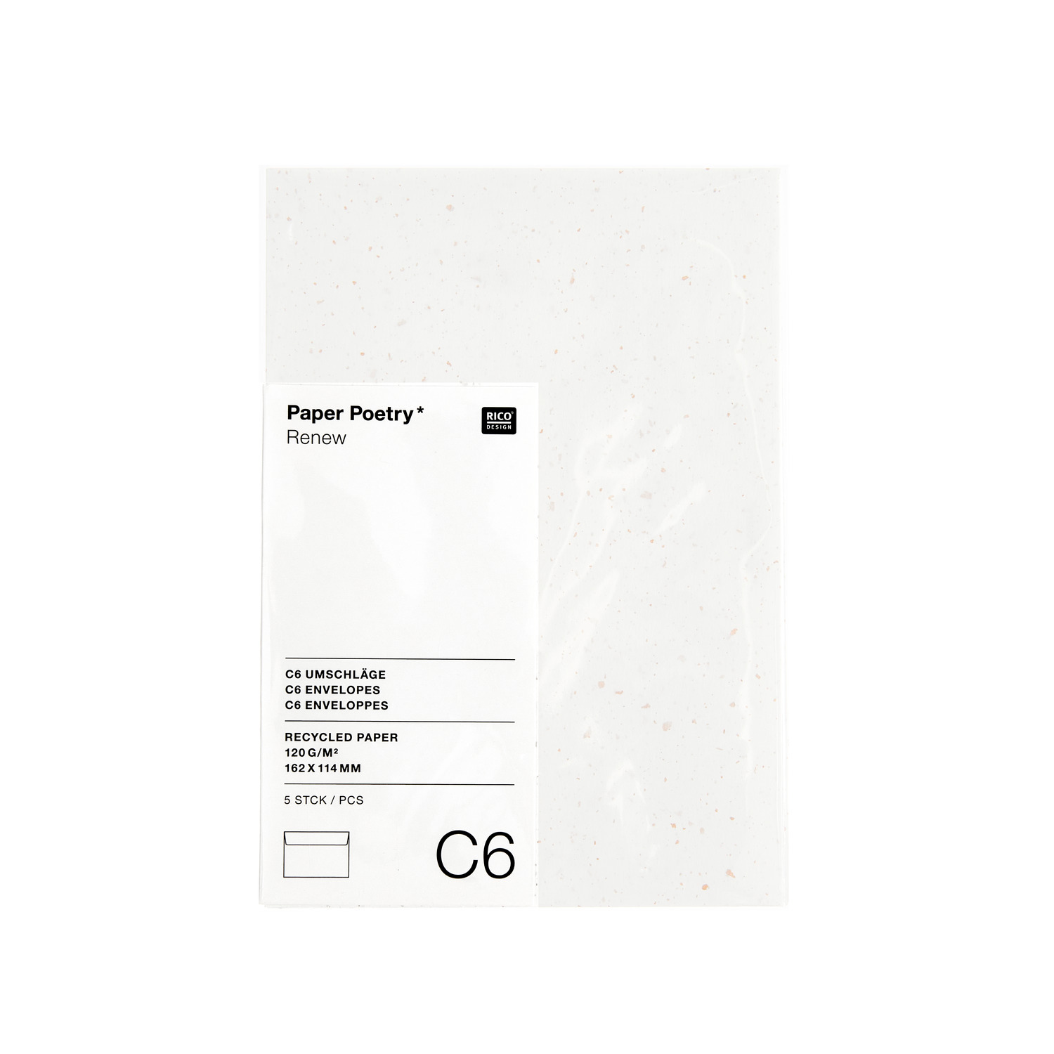 Paper Poetry Renew Umschläge C6 5 Stück Farbe Offwhite-roségold von Rico Design