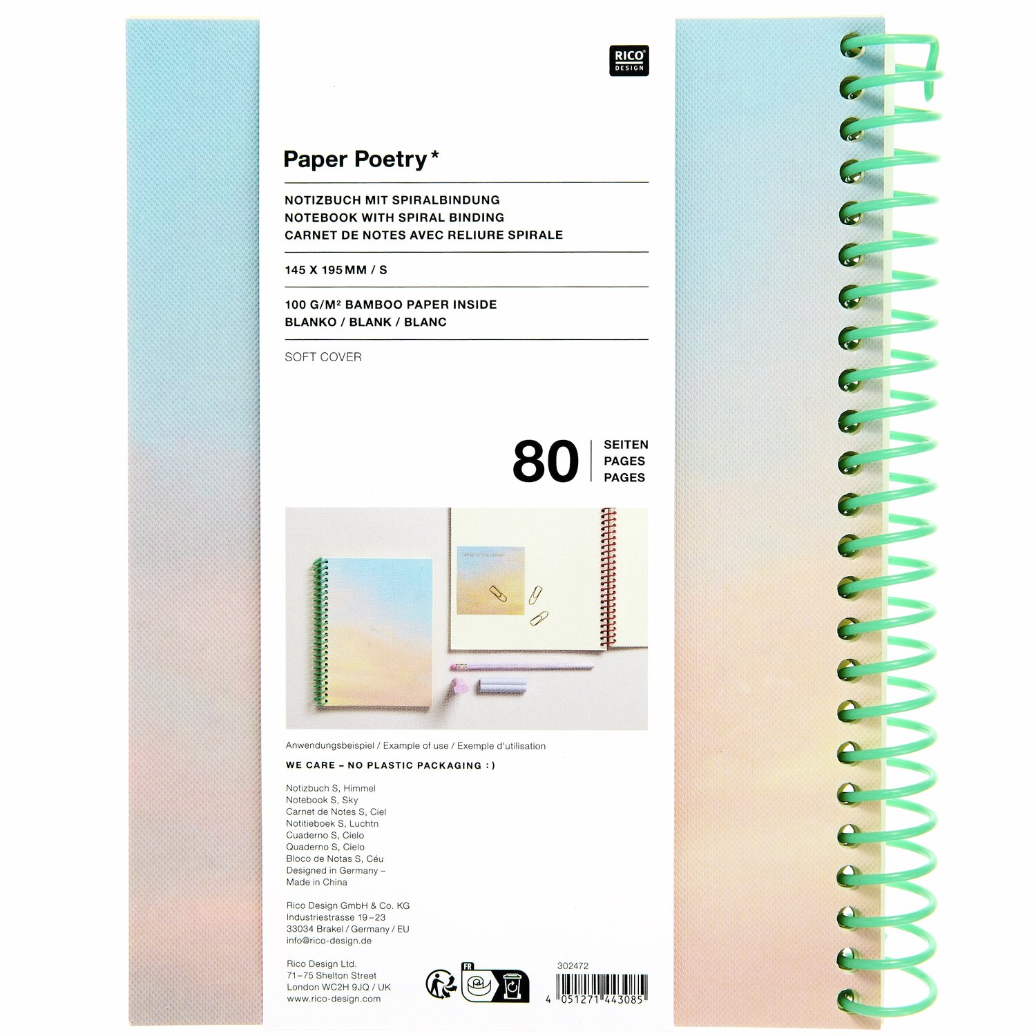 Paper Poetry Notizbuch S Himmel 80 Seiten  100g/m² von Rico Design