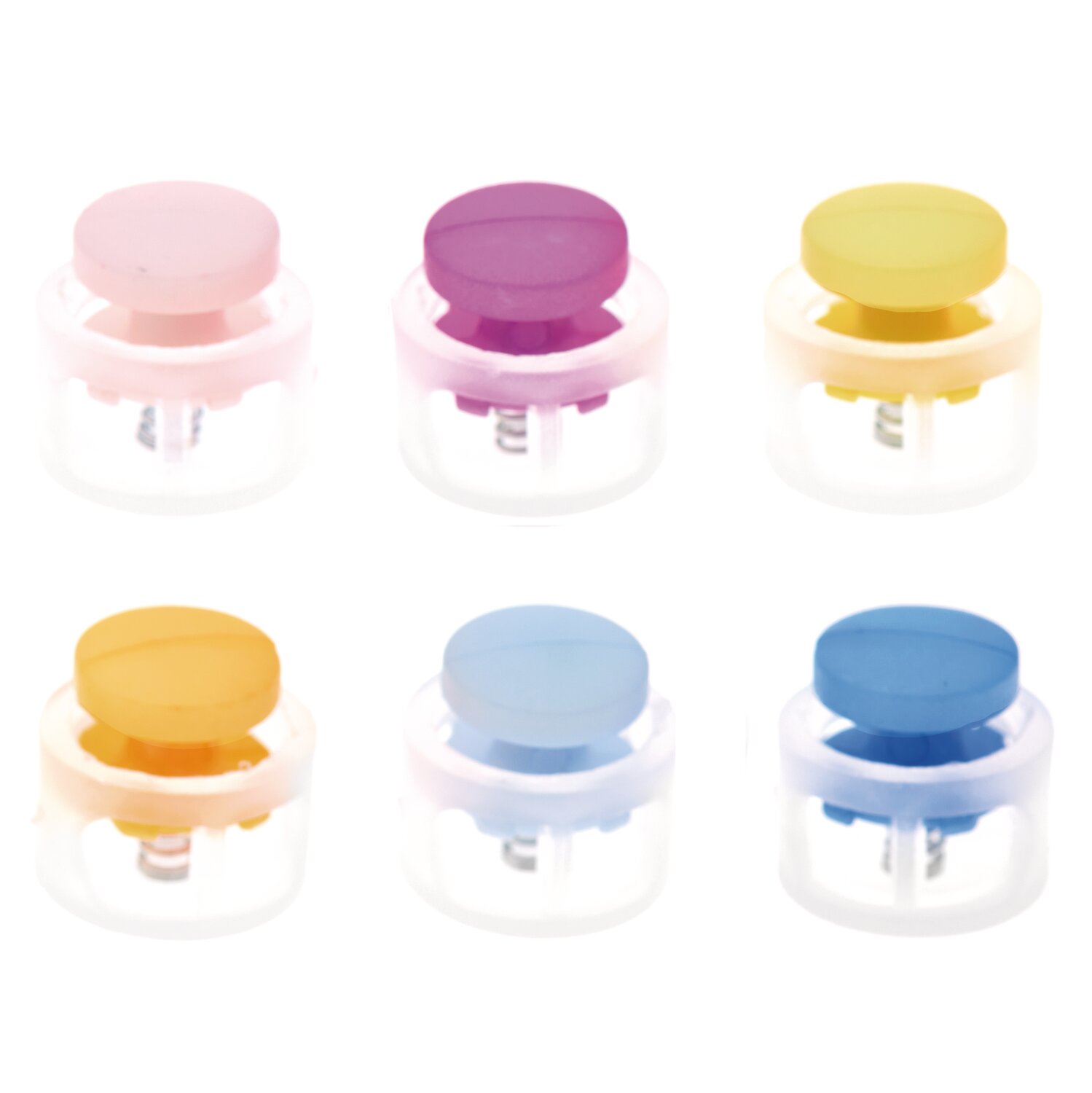 itoshii - Ponii Beads Verschlüsse multicolour, Rico Design, runde Kunststoffverschlüsse im Set, 14x9mm 6 Stück, sortierte Pastell- und Blautöne für Schmuck