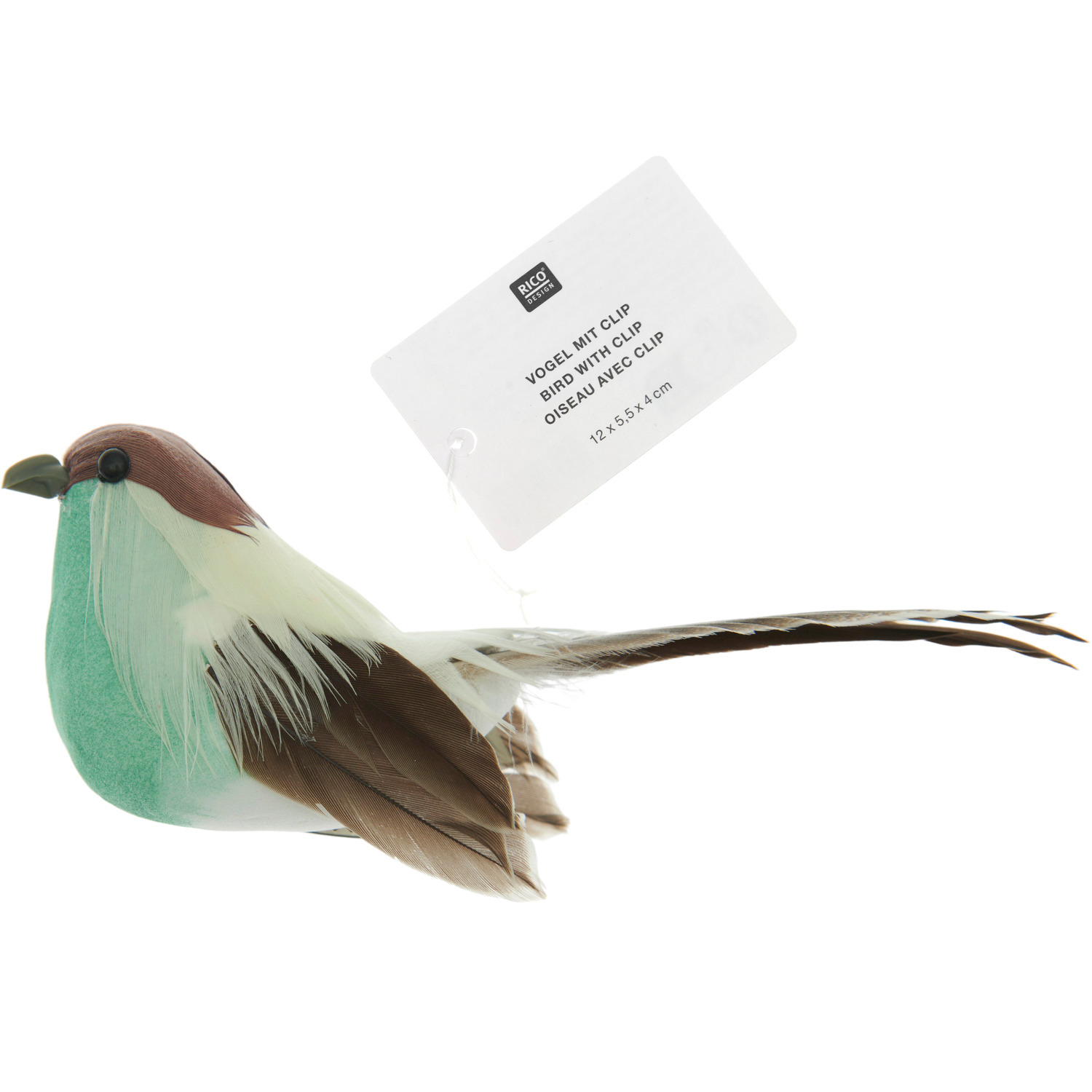 Vogel mit Clip 12x5,5x4cm Farbe Türkis von Rico Design