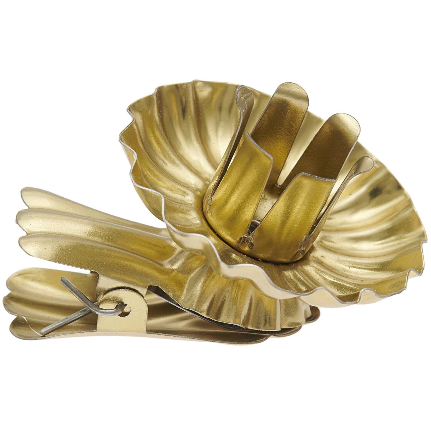 Kerzenhalter für Baumkerzen in goldener Farbe, 10 Stück, mit dekorativem Design und Clip.