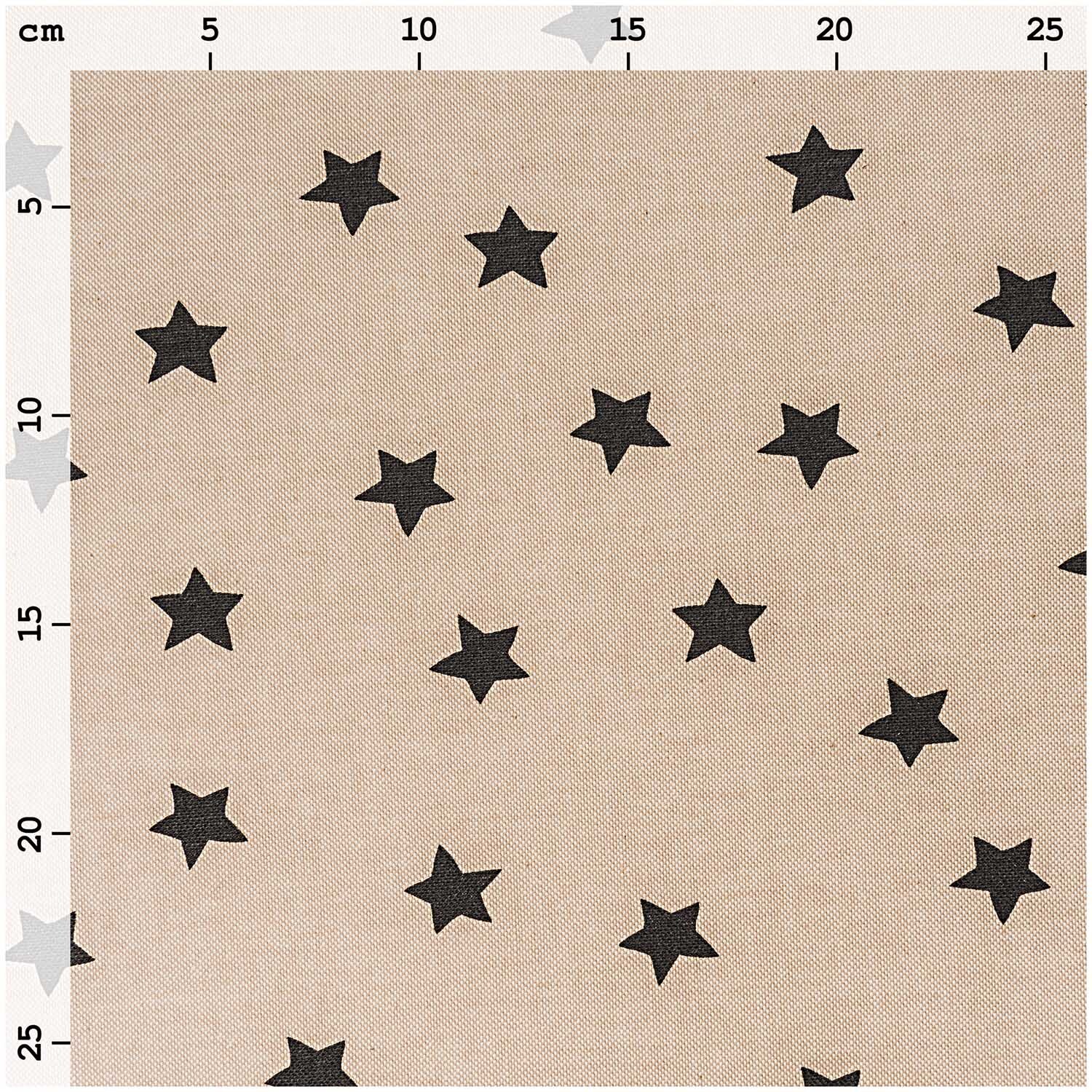 Stoff Sterne natur-schwarz 50x140cm von Rico Design