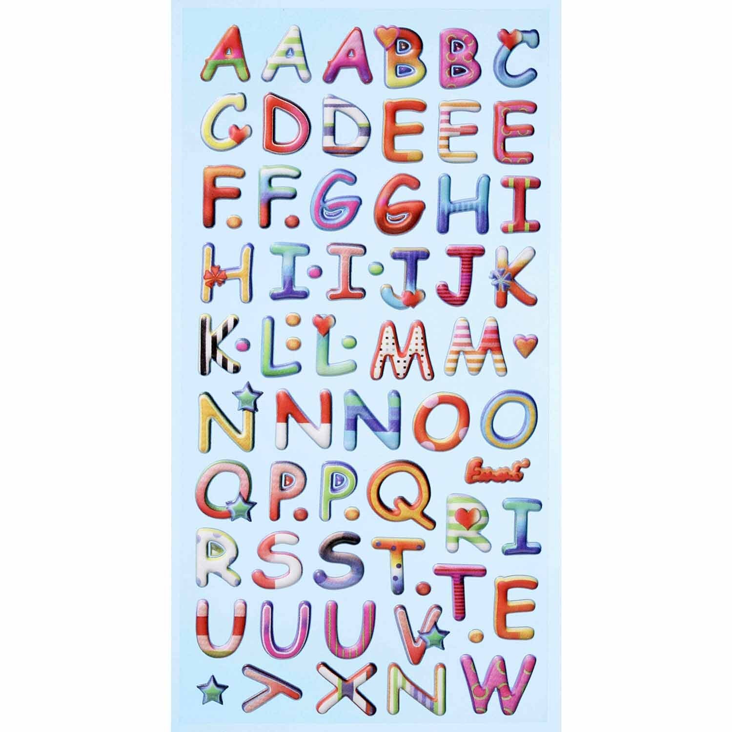 SoftySticker Design Buchstaben in verschiedenen Farben, ideal für kreative Bastelprojekte.