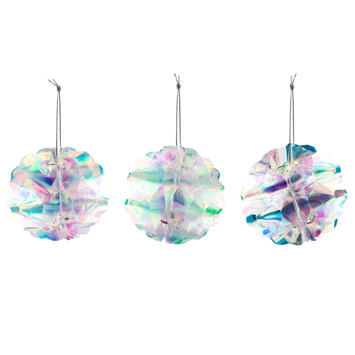 Wabenbälle irisierend 7cm 3 Stück als dekorative Hängeornamente von Rico Design, reflektierende Party-Deko für Geschenke, Feste und moderne Raumgestaltung