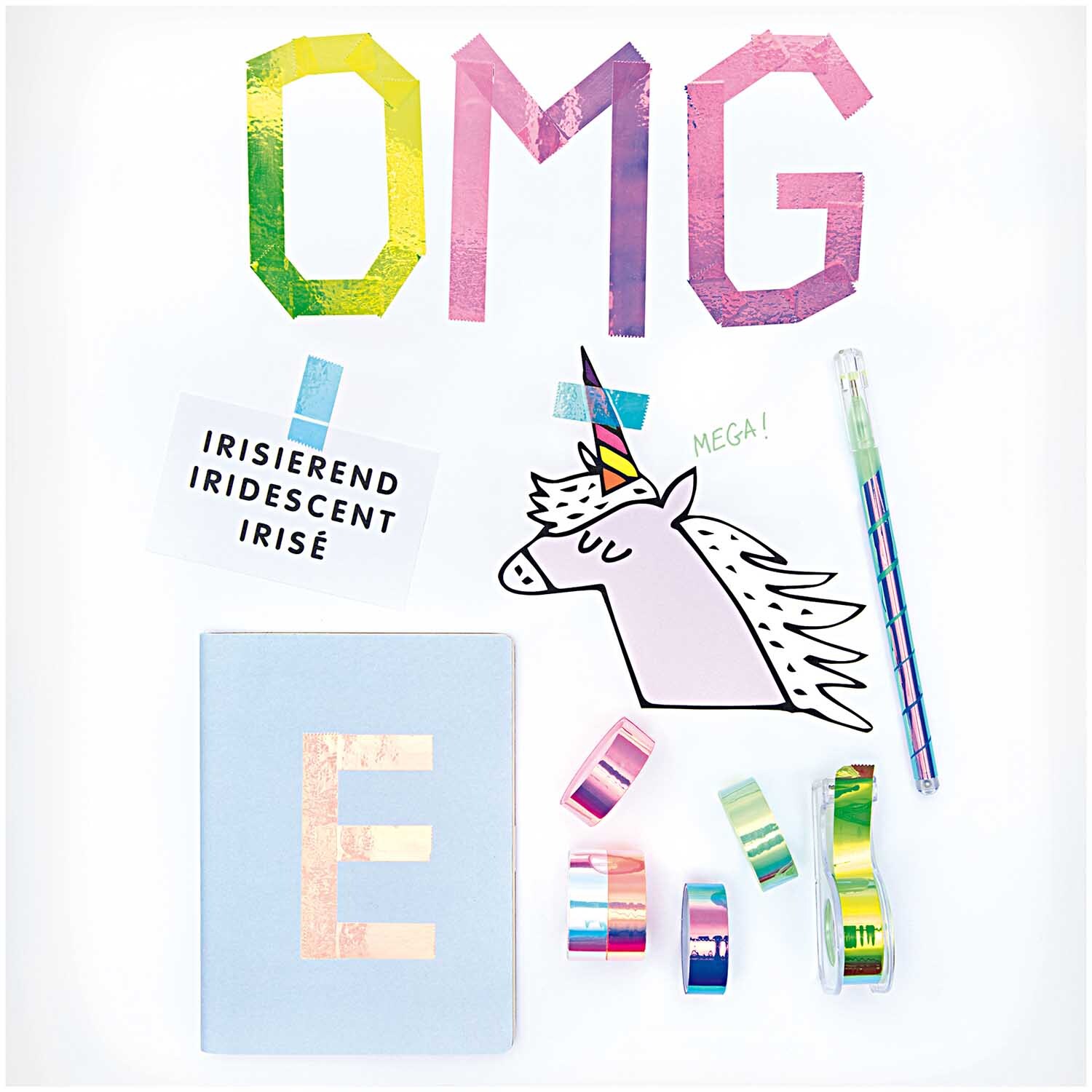 Paper Poetry Mirror Rainbow Tape grün 19mm 5m von Rico Design