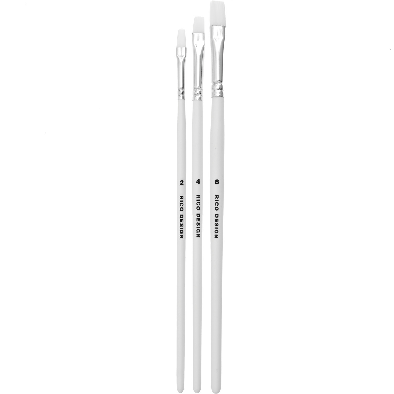 Acrylini Acrylpinselset flach, 3-teilig, von Rico Design, ideal für präzise Maltechniken.
