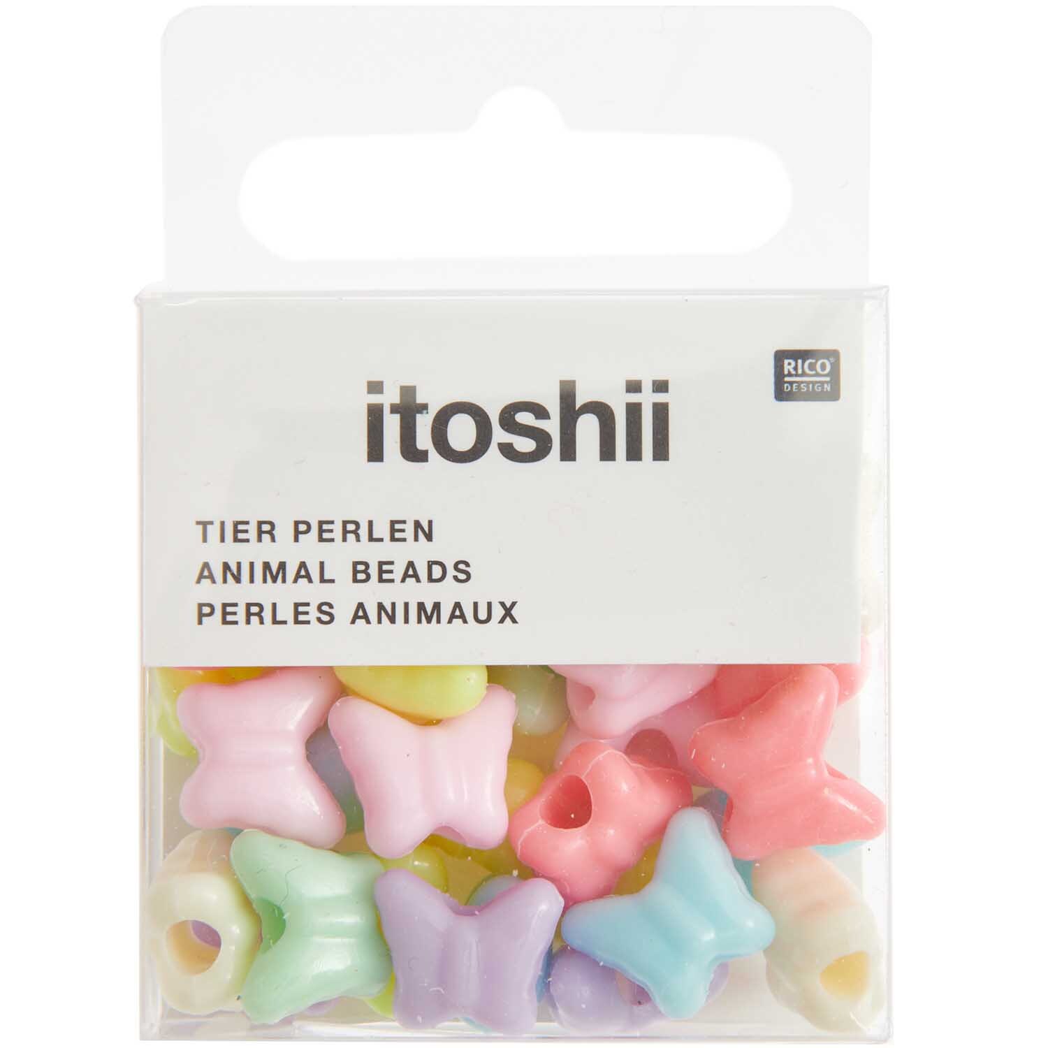 itoshii Schmetterling Perlen pastell 11x10x7mm 35 Stück von Rico Design