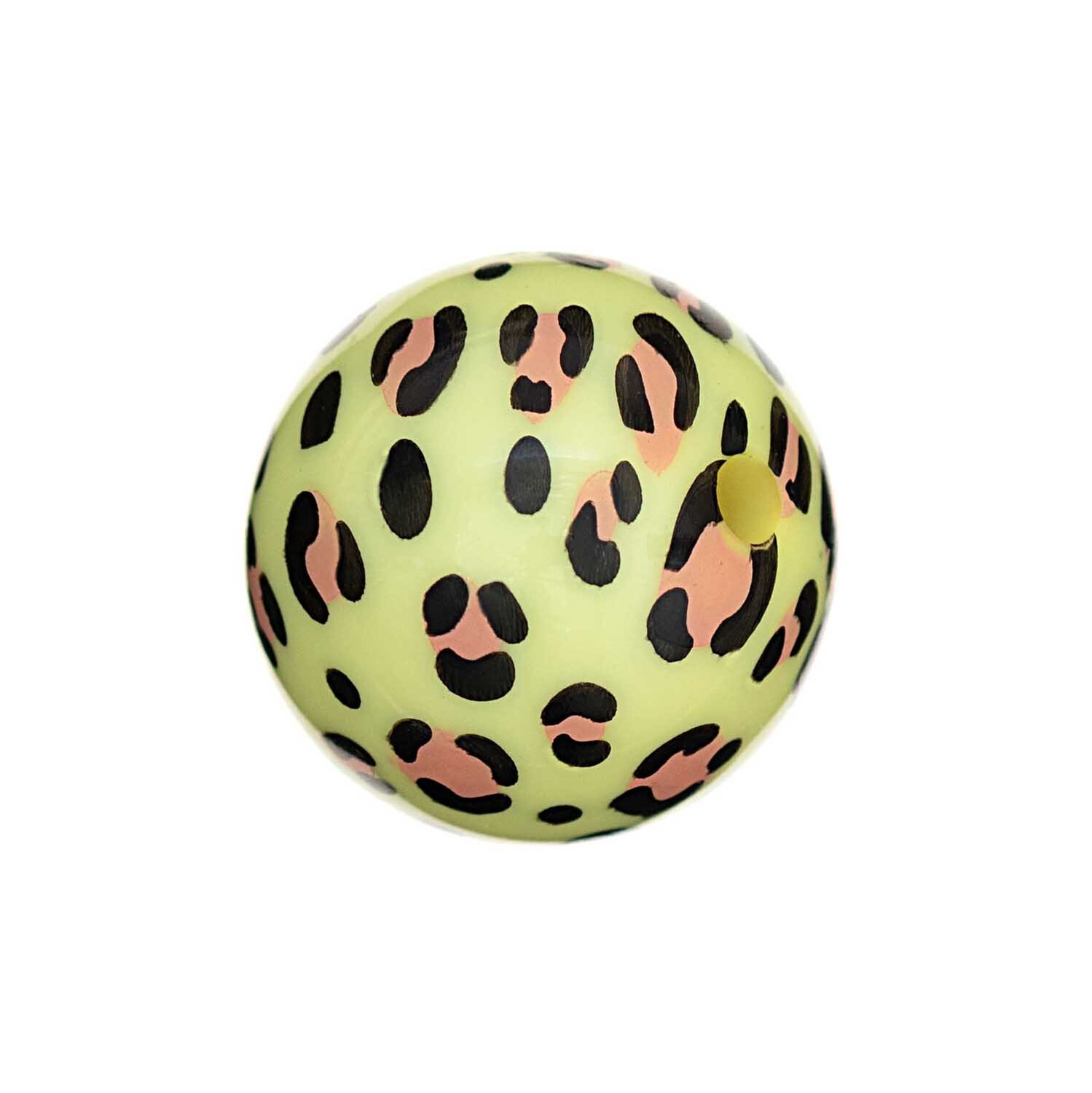 Perlen Acid Leo 16mm 6 Stück: Gelbe Perle mit Leopardenmuster von Rico Design, ideal für Schmuckdesign.