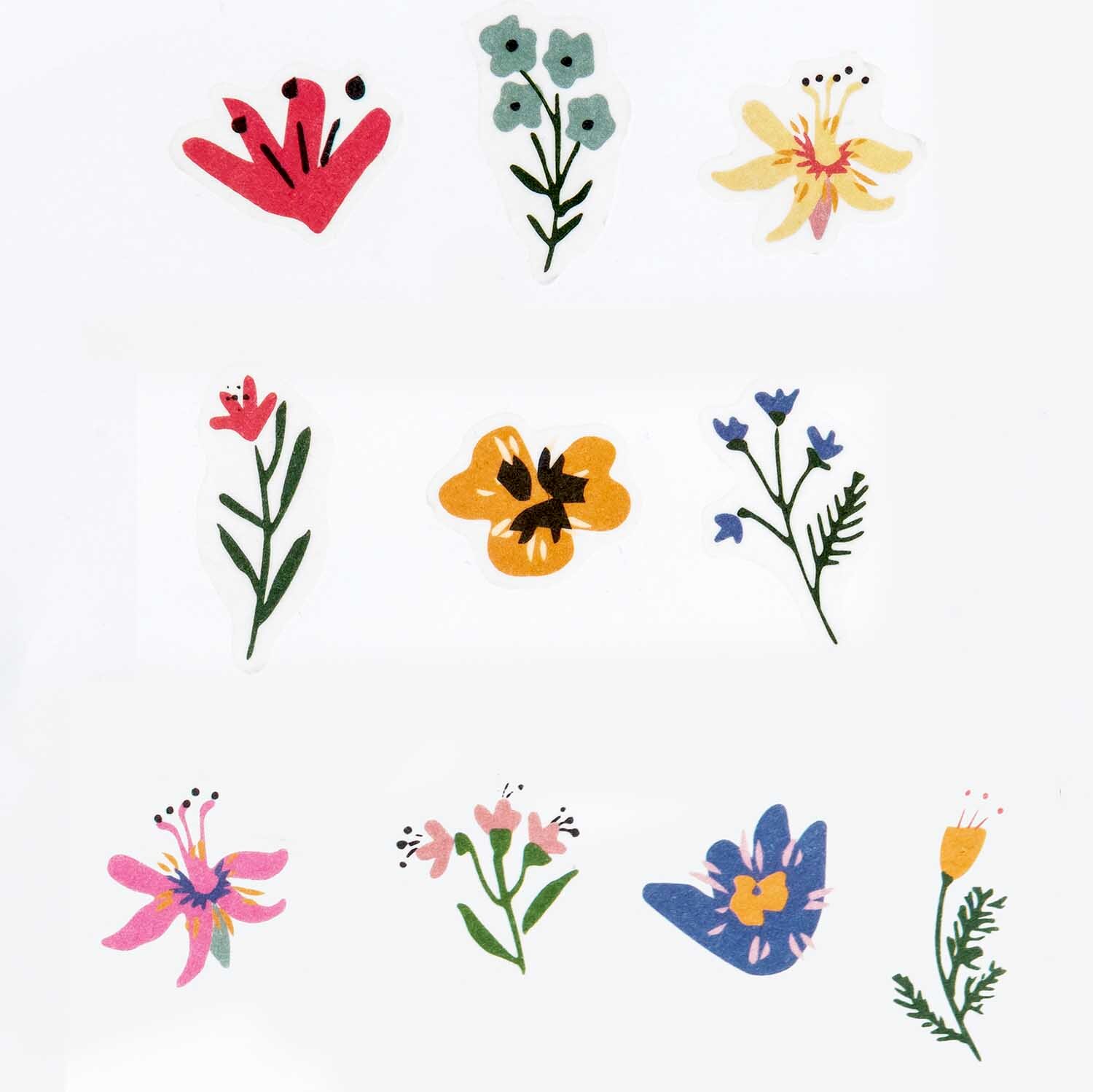 Washi Sticker Streublumen 200 Stück von Rico Design zeigen bunte Blumenmuster in verschiedenen Designs.