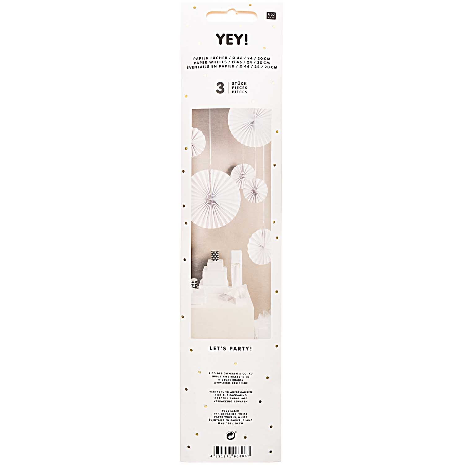 Fächer weiß Papier 3 Stück von Rico Design