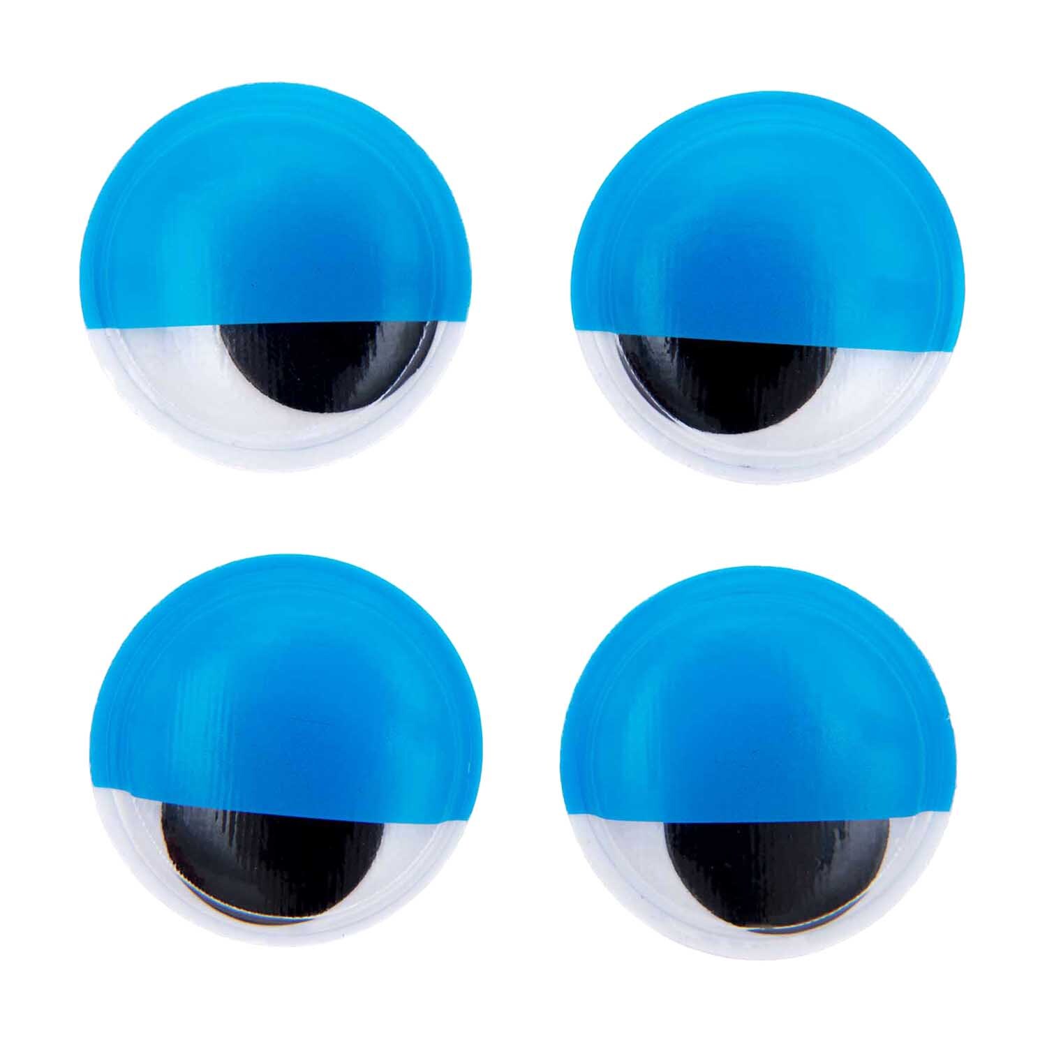 Wackelaugen Augenlid 35mm 4 Stück von Rico Design, blaue Augen mit schwarzer Pupille, ideal für Bastelprojekte.