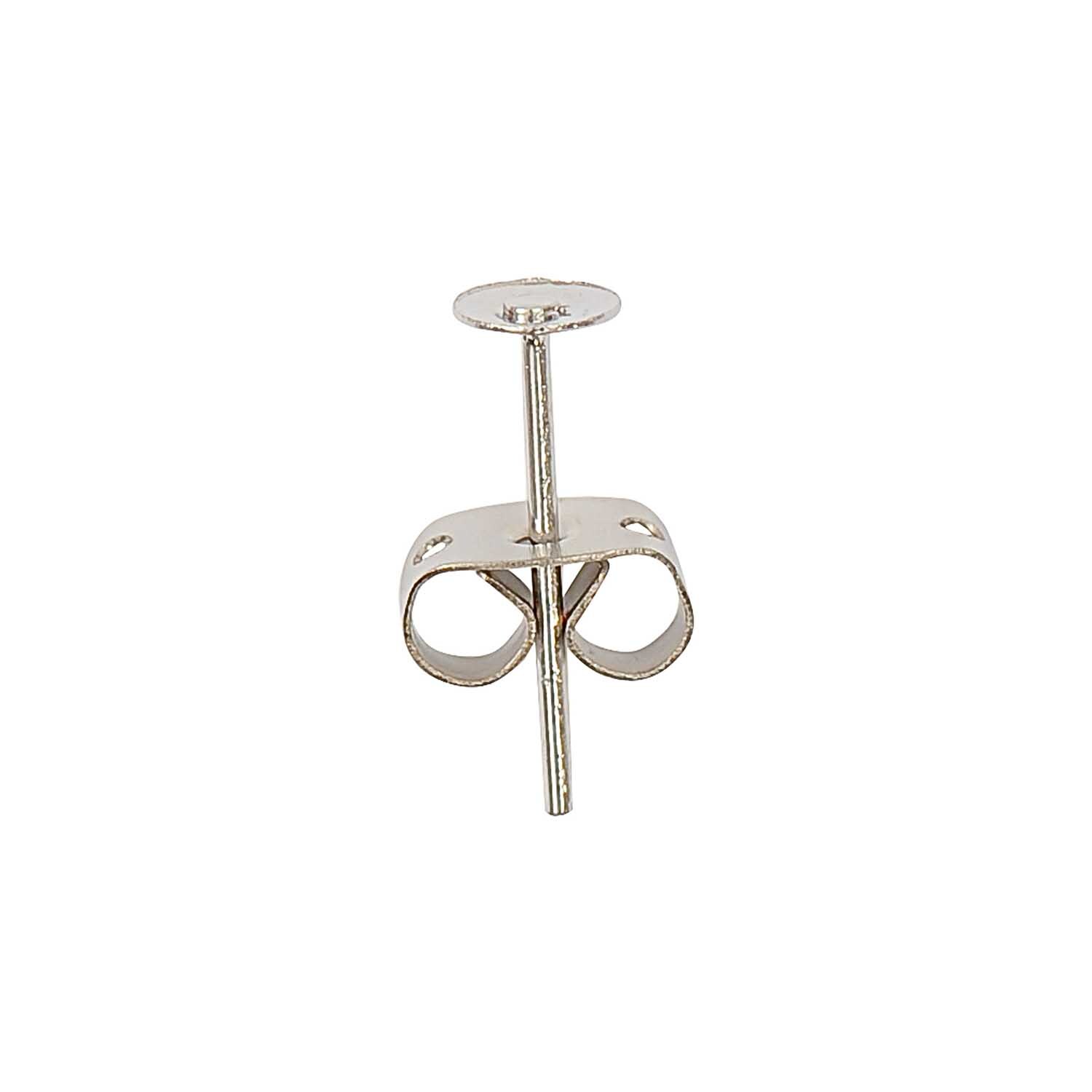 Klebestecker silber 13x4mm 2 Stück von Rico Design, zeigt zwei silberne Stecker mit flachem Kopf.
