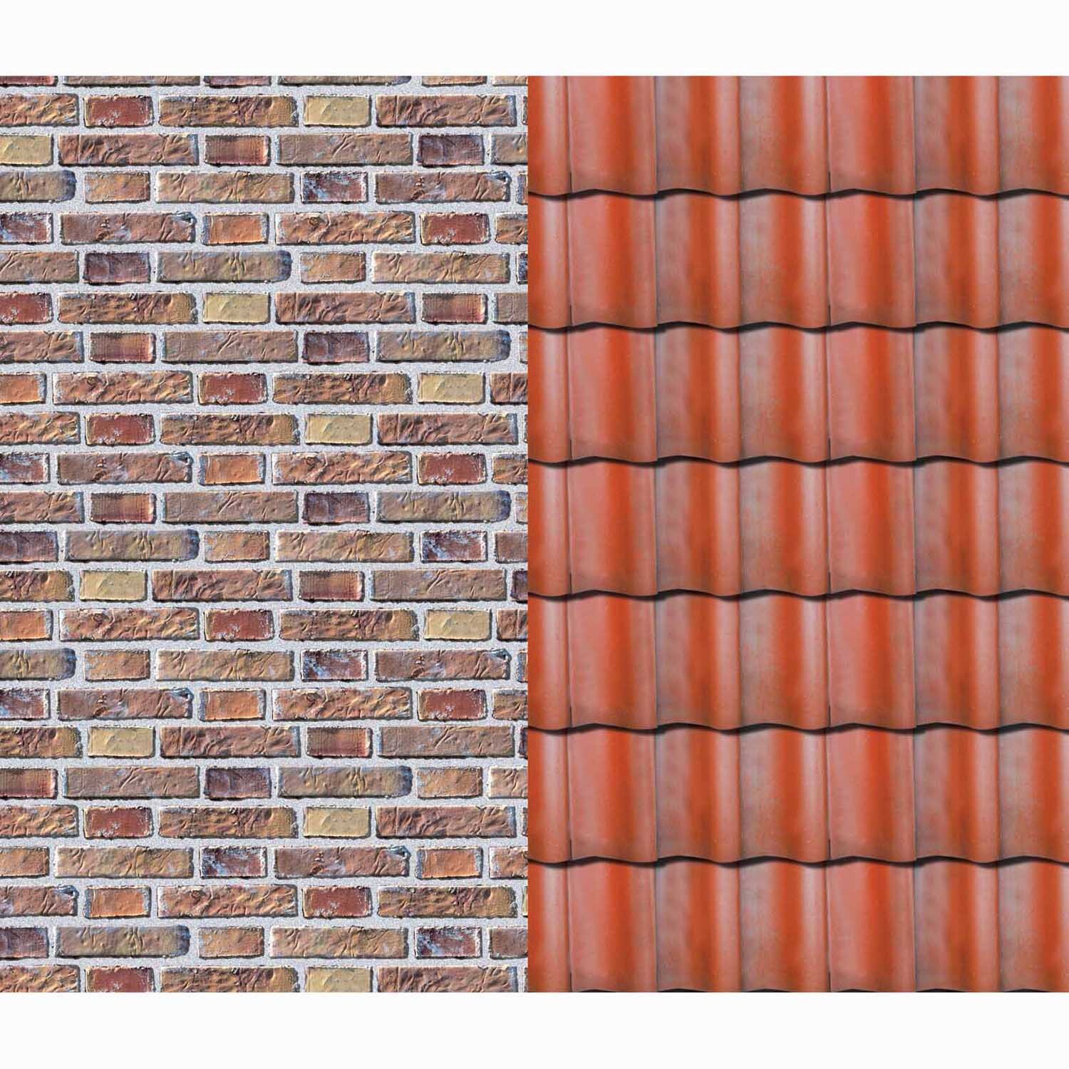 Fotokarton Klinker-Dachziegel zeigt eine realistische Ziegel- und Dachziegelstruktur in Rot und Braun. Ideal für kreative Projekte.