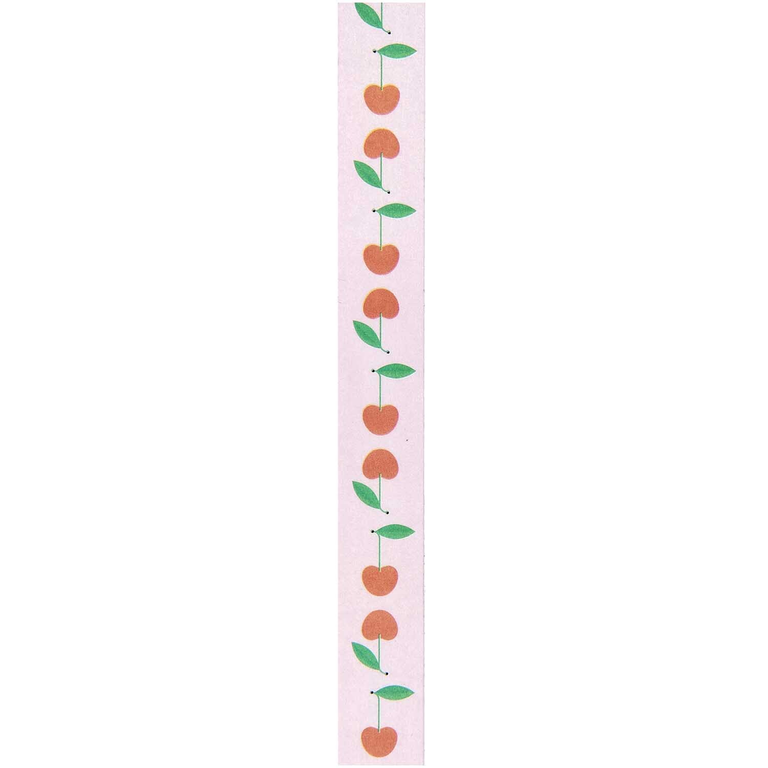 Paper Poetry Tape Kirschen rosa 15mm 10m mit Kirschmuster auf rosa Hintergrund von Rico Design. Ideal für kreative Projekte.