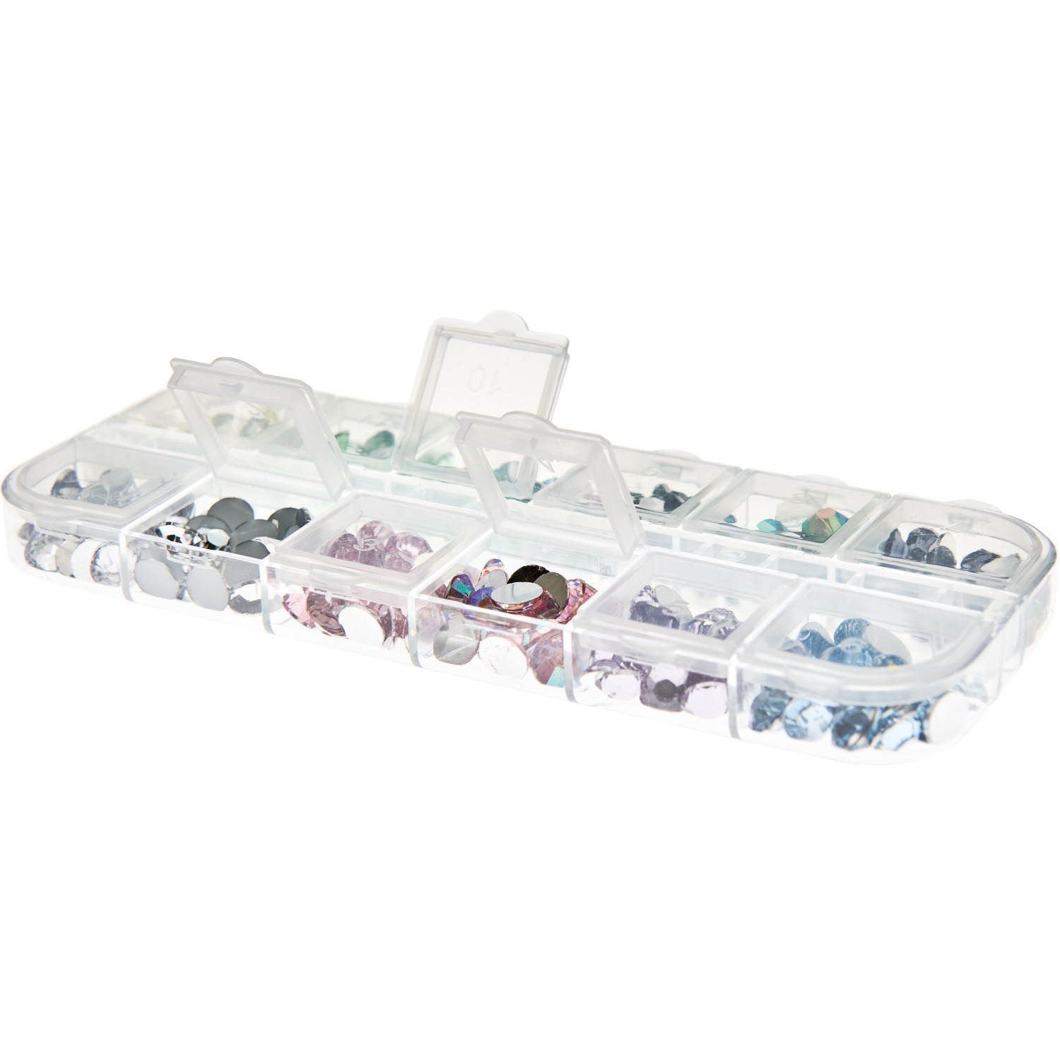 Füllmaterial für Resin Diamanten Pastell Mix in einer transparenten Box von Rico Design, 12x4g.