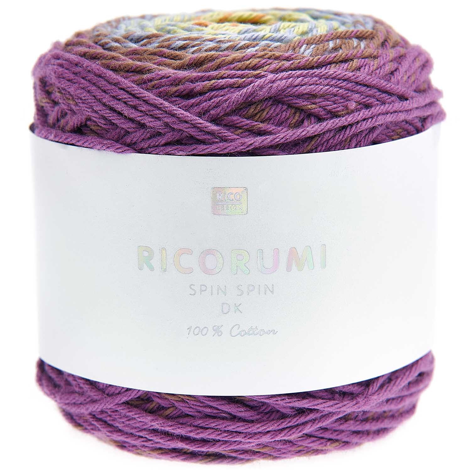 Ricorumi Spin Spin dk Häkelset mit lila Garn, ideal für kreative Projekte. Perfekt für Herbstdesigns.