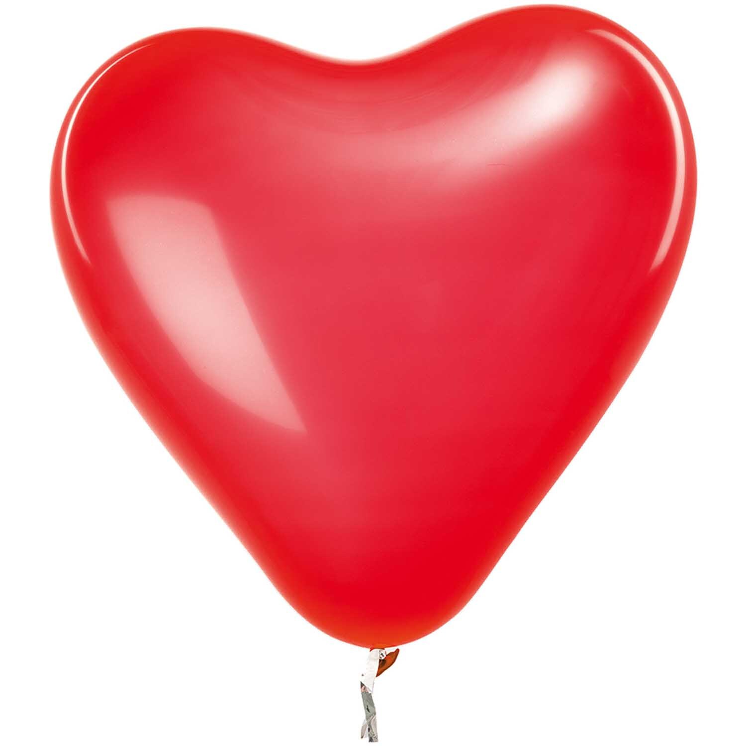 Luftballon Herz rot 30cm 12 Stück von Rico Design, zeigt einen glänzenden roten Herzballon.