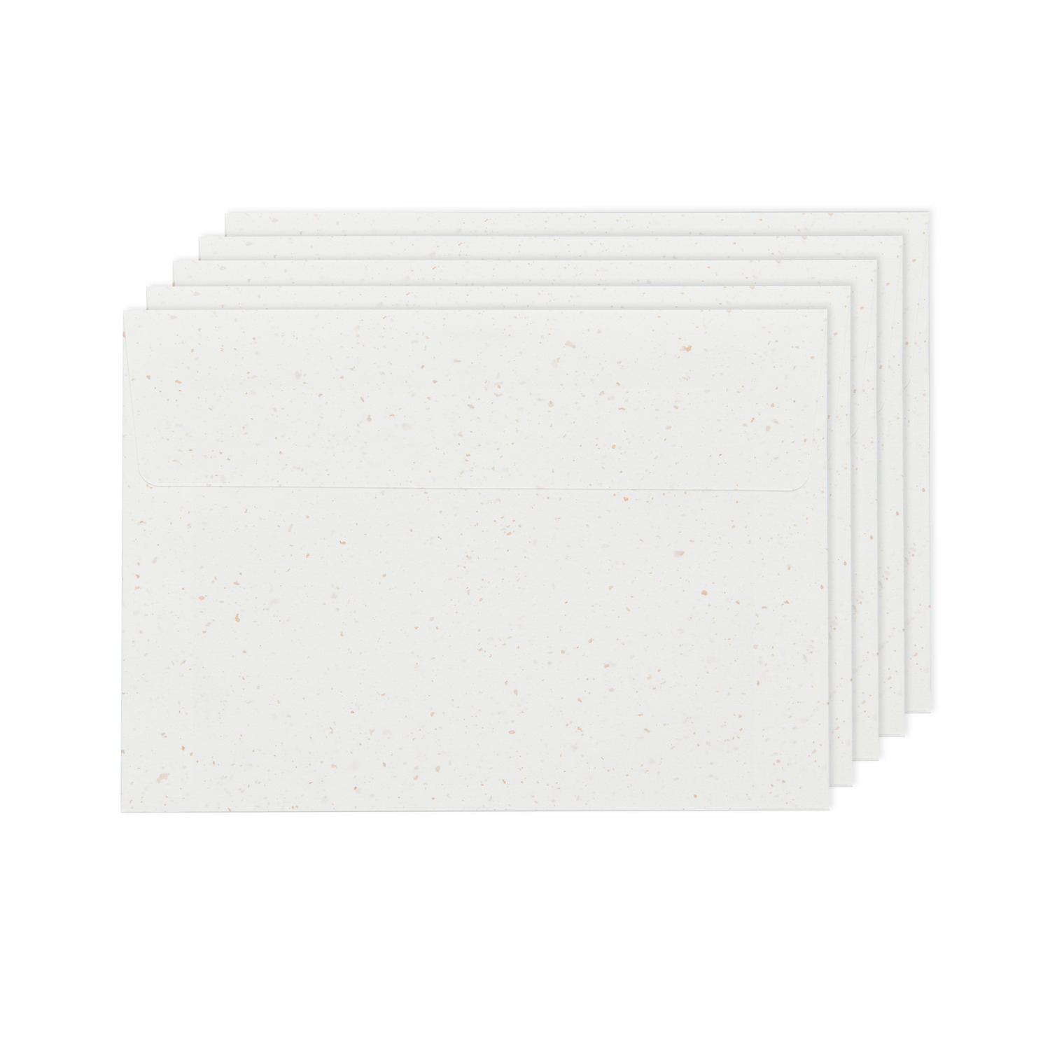 Paper Poetry Renew Umschläge B6, 5 Stück in Offwhite-roségold von Rico Design, gestapelt. Ideal für elegante Einladungen und stilvolle Korrespondenz.